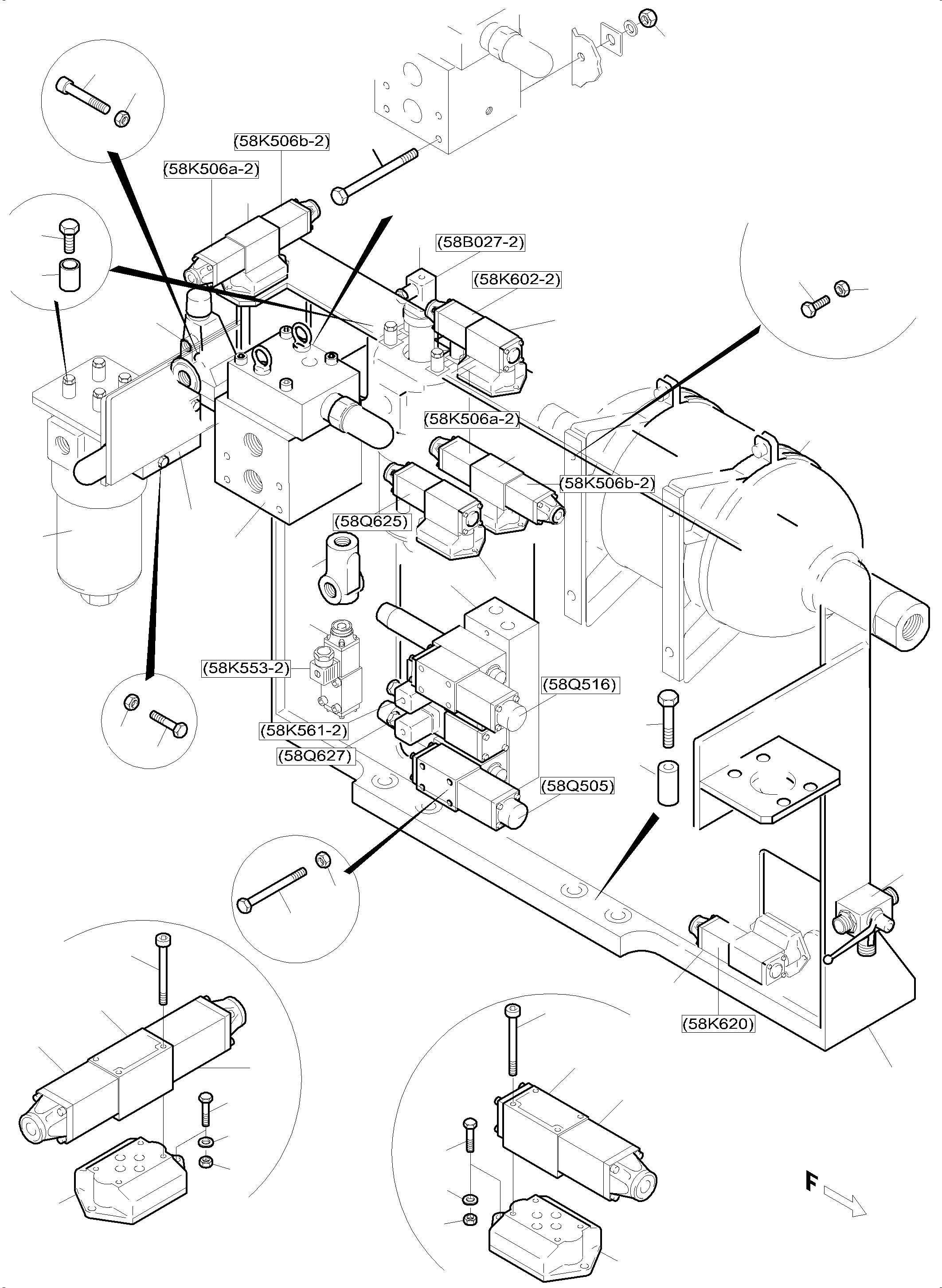 Komatsu parts book diagram for PC5500-6E S/N 15134: CONTROL- AND FILTER PLATE, FRONT (PTO 2)