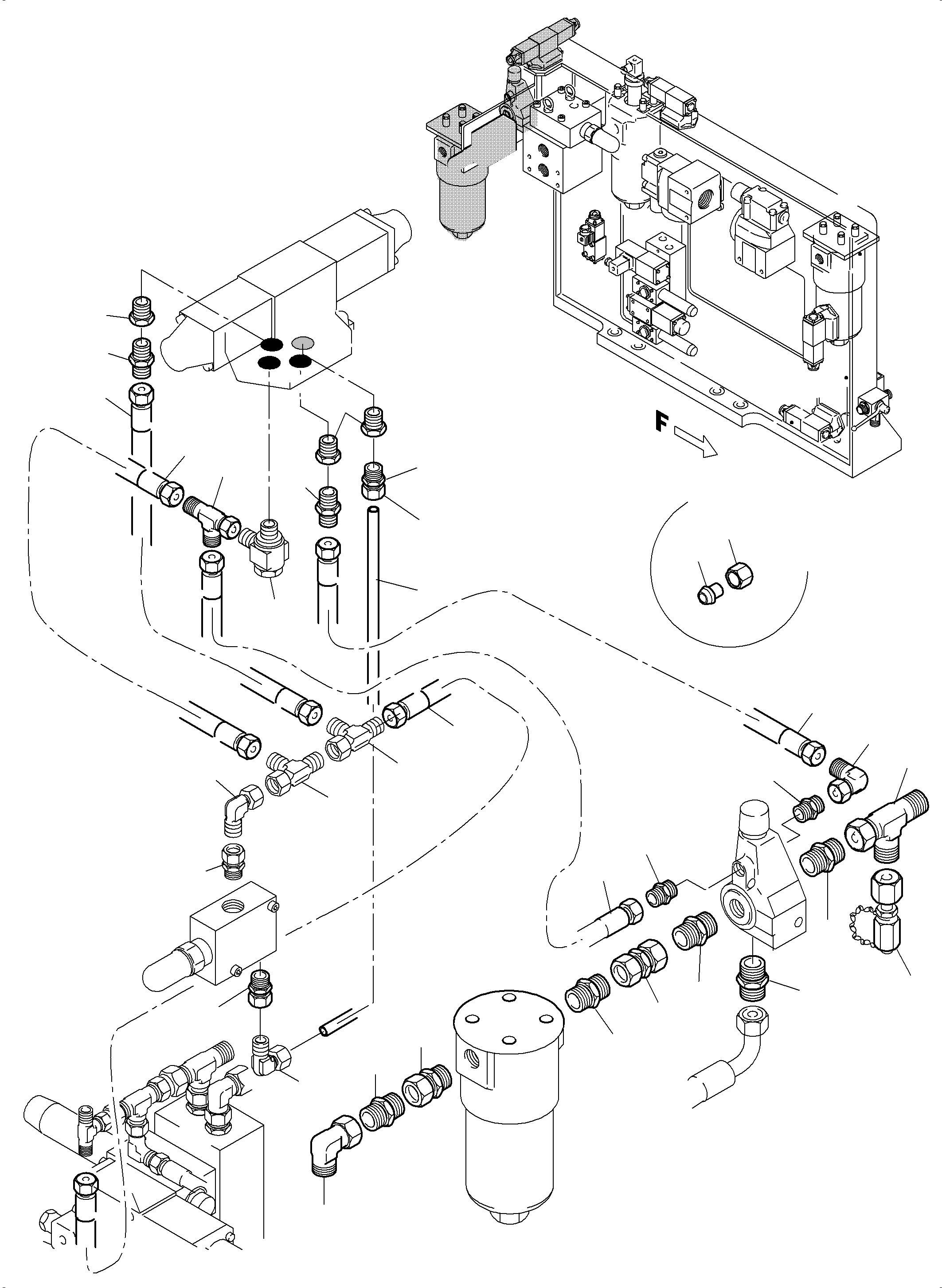 Komatsu parts book diagram for PC5500-6E S/N 15134: PIPES - CONTROL- AND FILTER PLATE, REAR