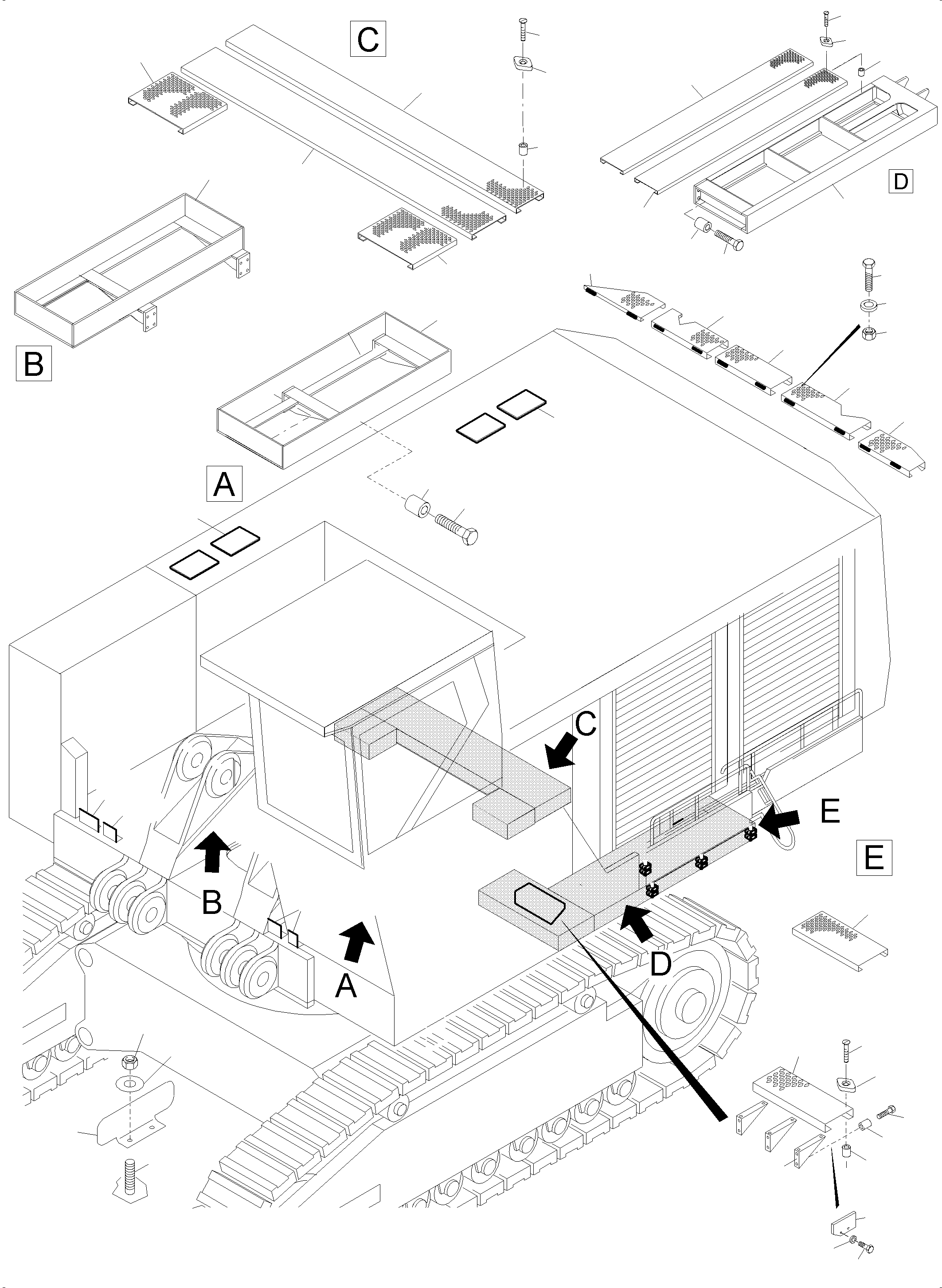 Komatsu parts book diagram for PC5500-6E S/N 15134: RAILS