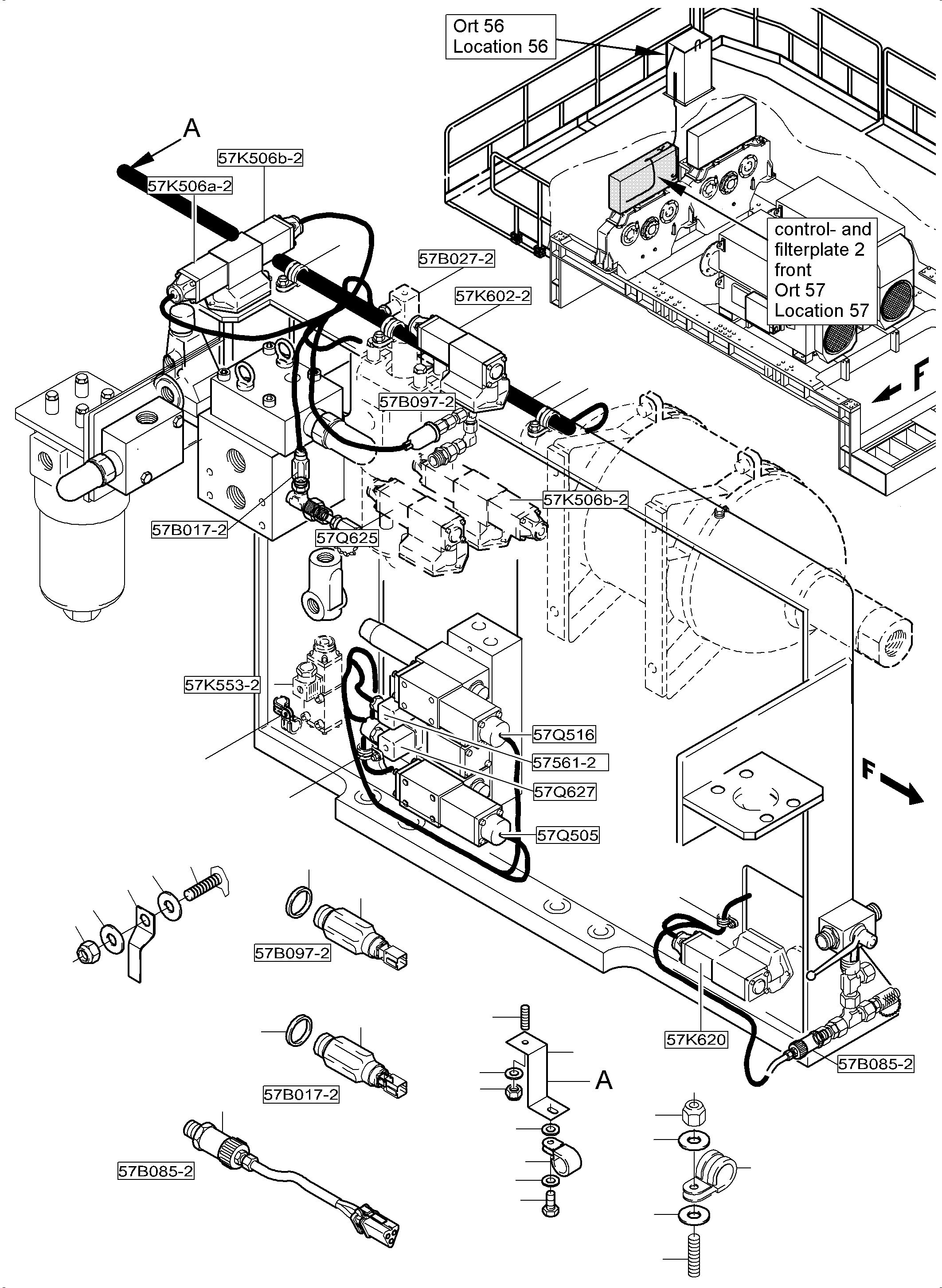 Komatsu parts book diagram for PC5500-6E S/N 15134: CONTROL- AND FILTER PLATES AND PUMP DITRIBUTOR GEAR, ELECTRICS