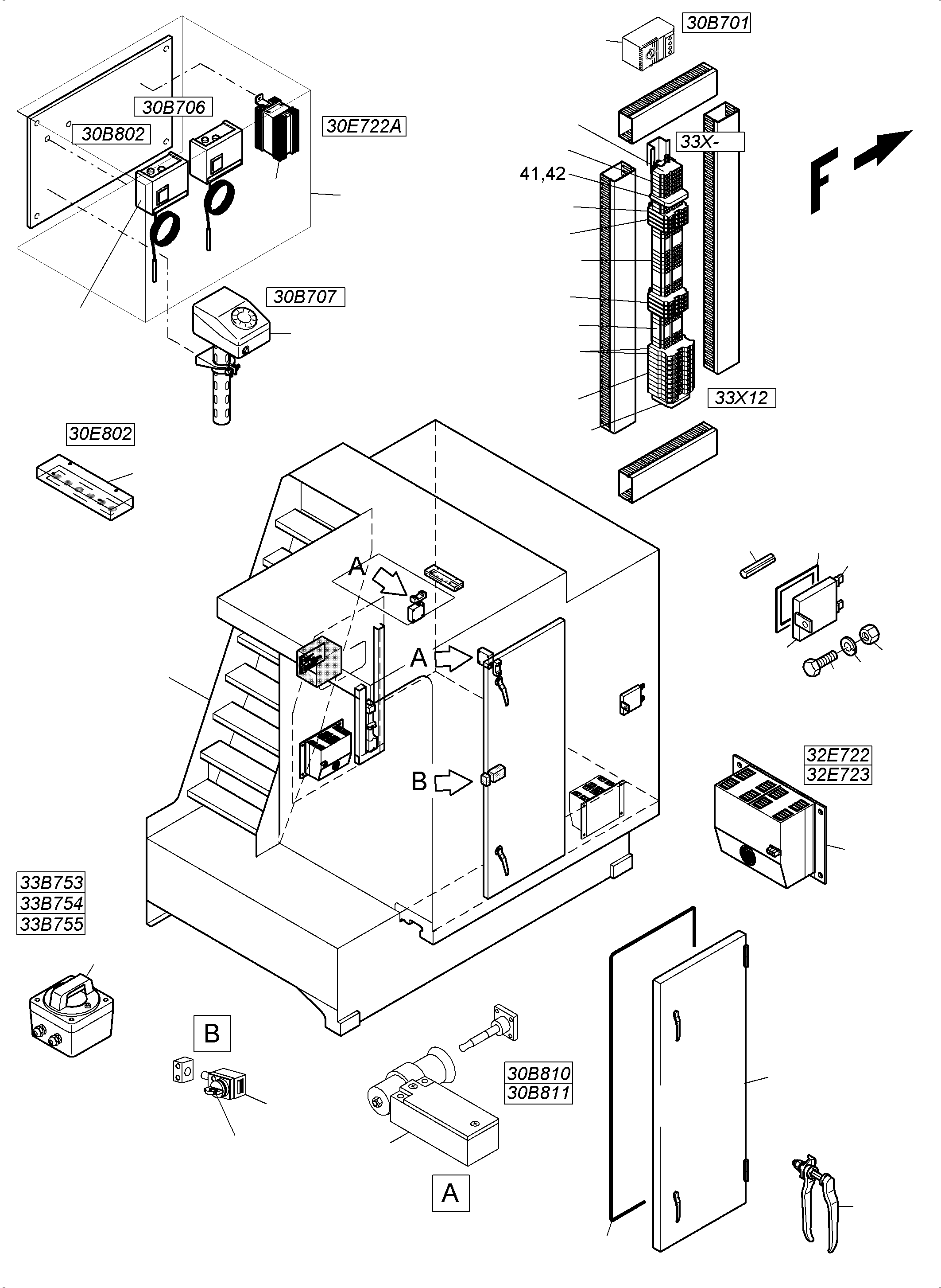 Komatsu parts book diagram for PC5500-6E S/N 15134: SWITCH CABINET