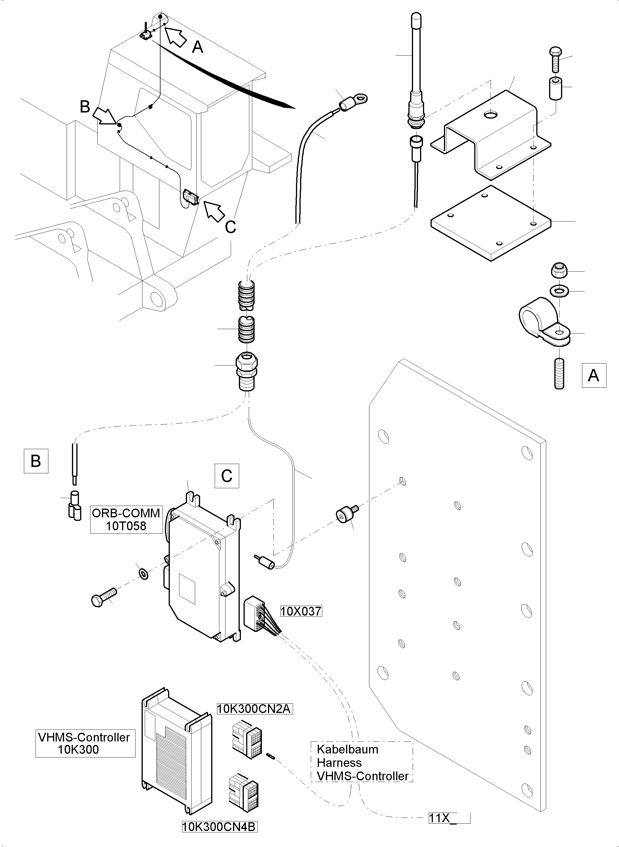 Komatsu parts book diagram for PC5500-6E S/N 15134: ORBCOMM - ARRANGEMENT
