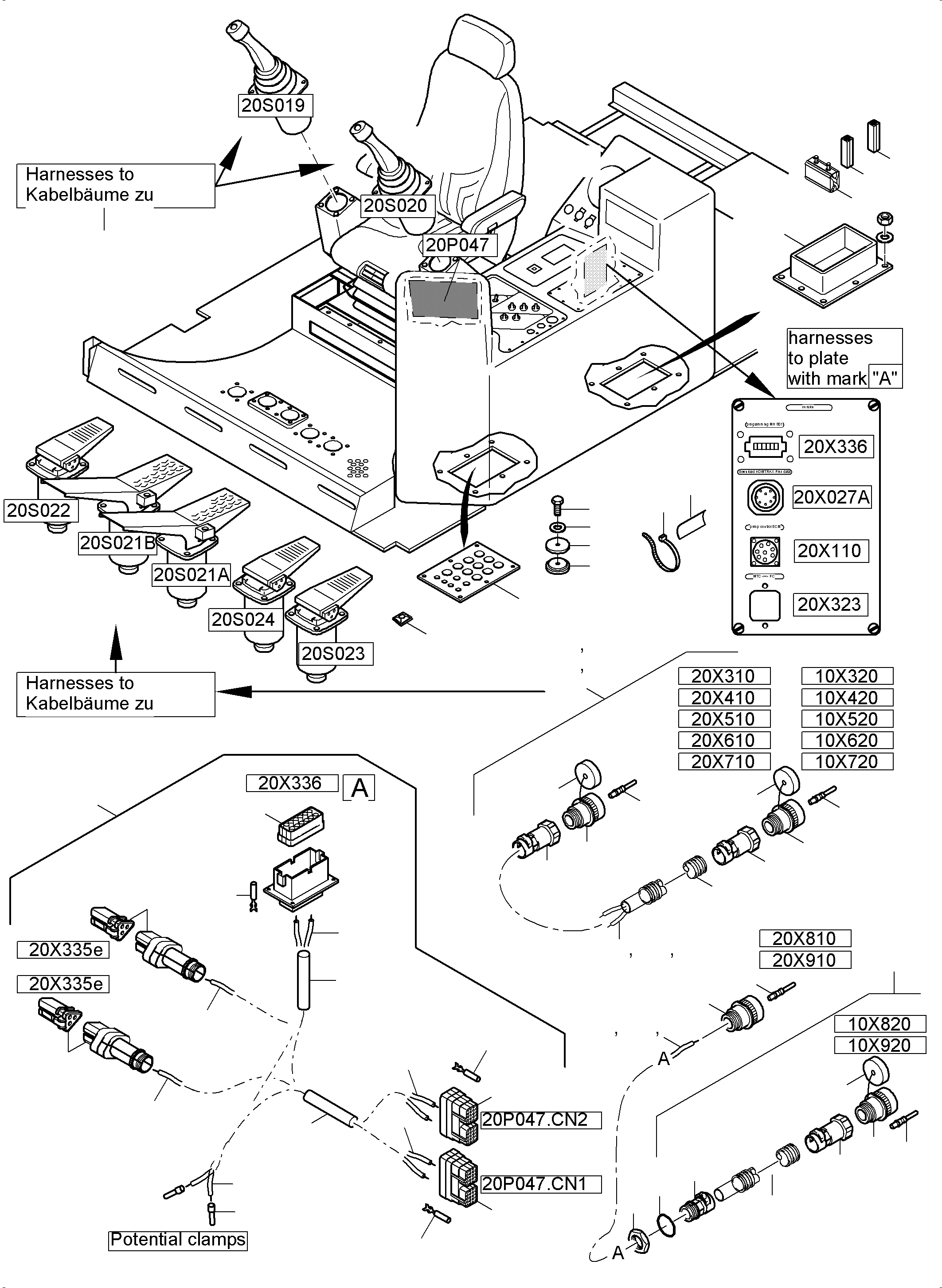 Komatsu parts book diagram for PC5500-6E S/N 15134: CABIN-HARNESSES-ELECTRIC
