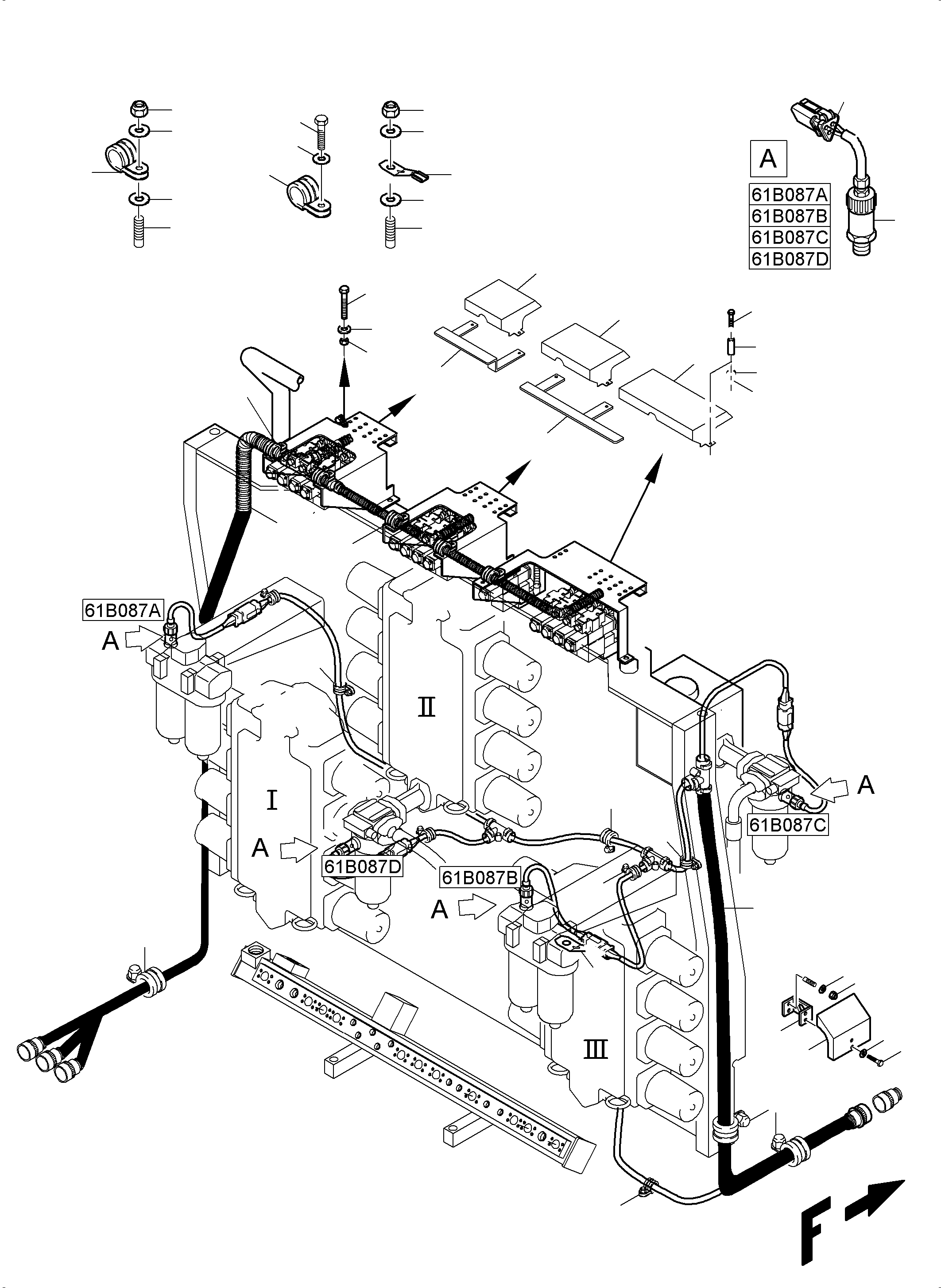 Komatsu parts book diagram for PC5500-6E S/N 15134: CONTROL BLOCKS - H.P.-FILTER - LOCATION 61