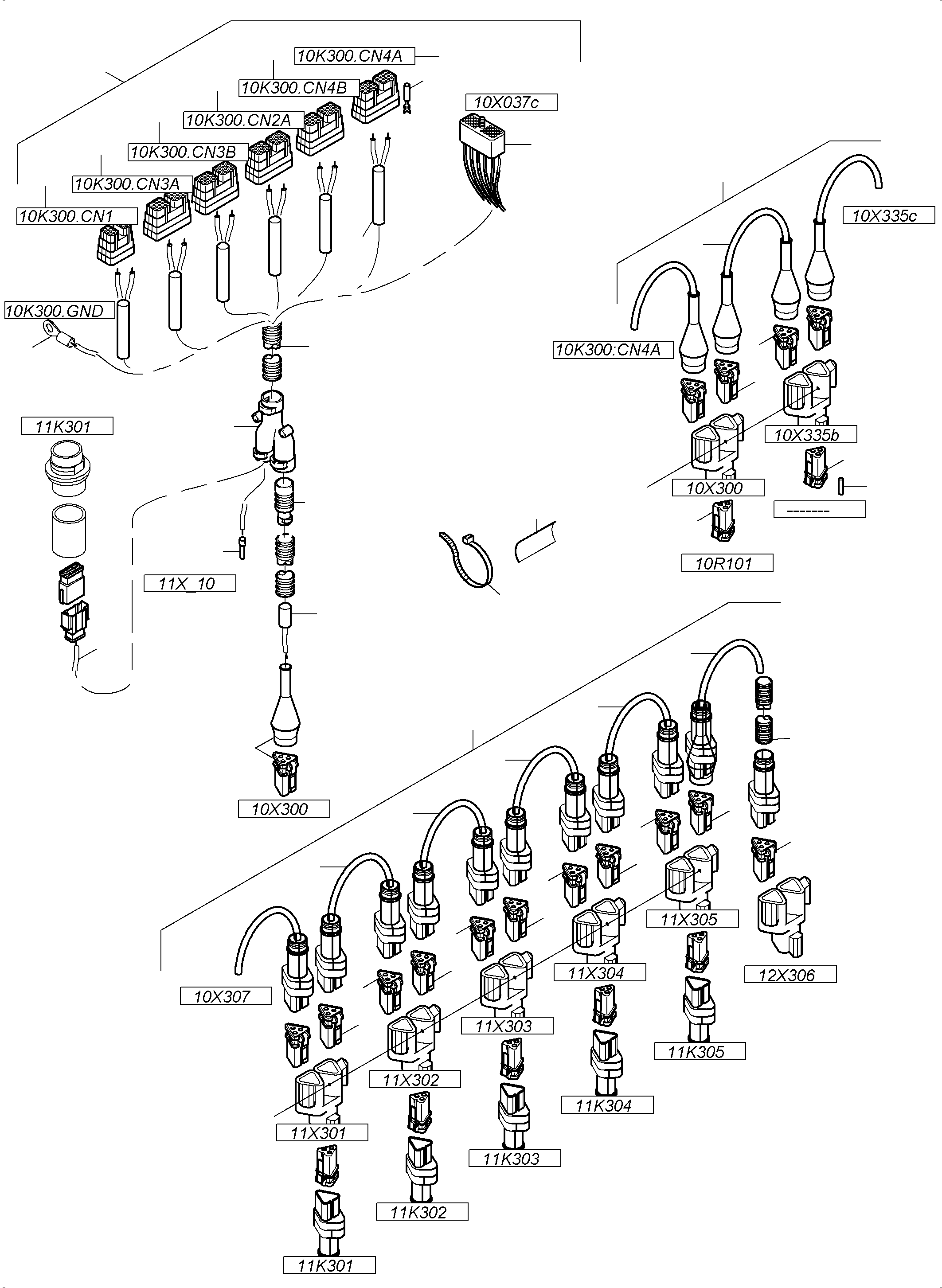 Komatsu parts book diagram for PC5500-6E S/N 15134: CABIN SUPPORT HARNESSES