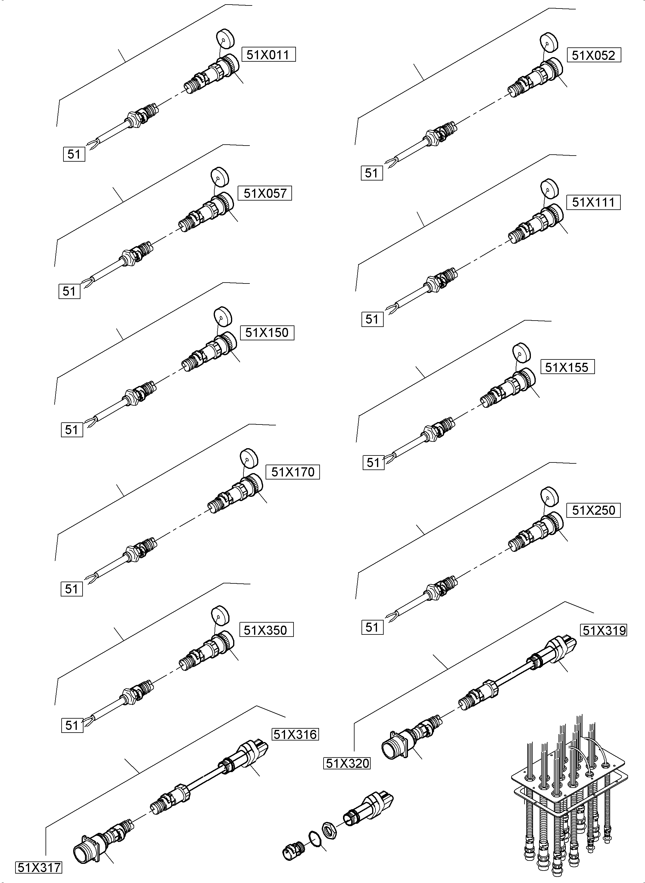 Komatsu parts book diagram for PC5500-6E S/N 15134: SWITCH CABINET LOCATION 51