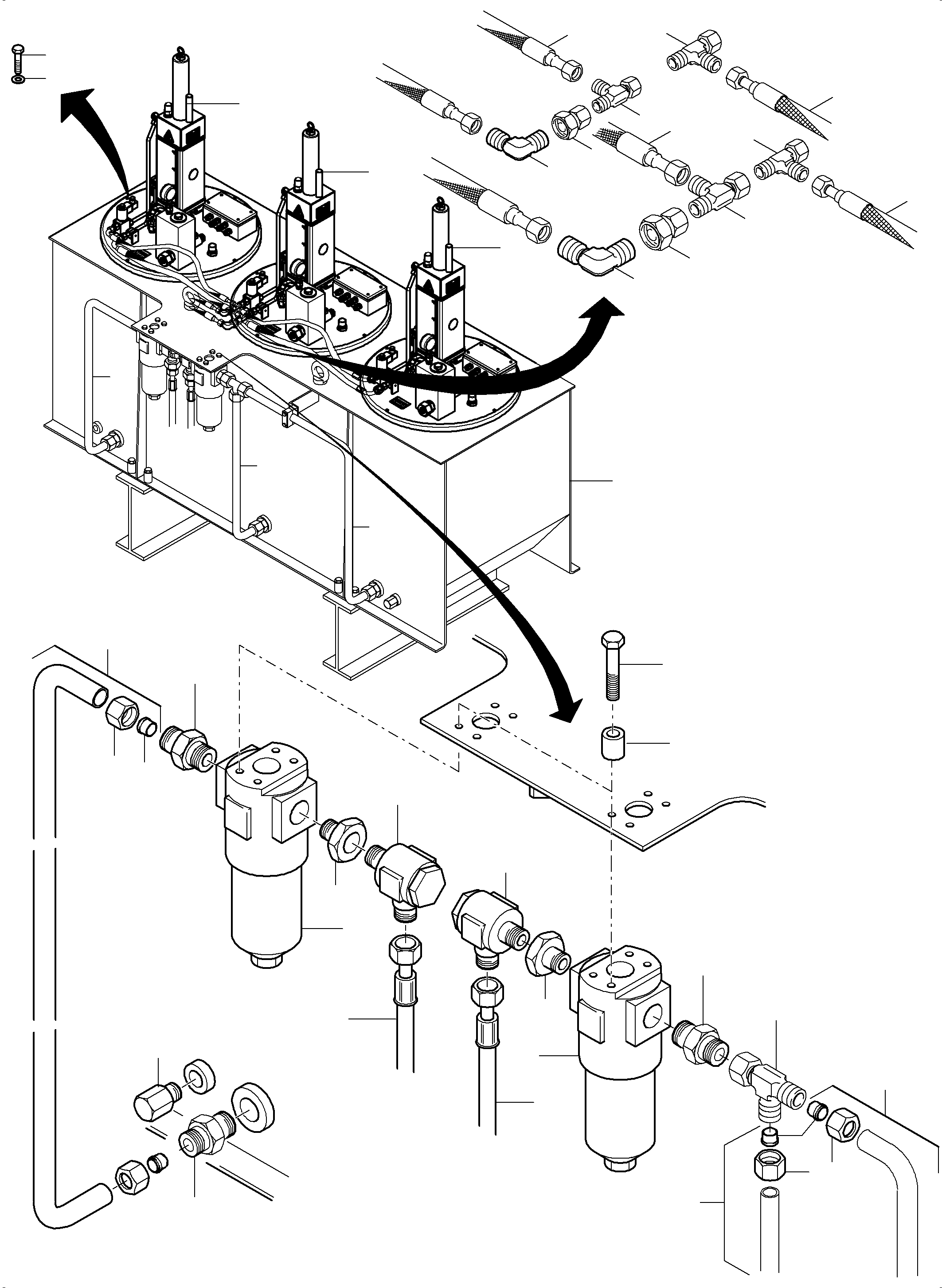 Komatsu parts book diagram for PC5500-6E S/N 15134: LUBE STATION ARRANGEMENT AND GREASE PIPE