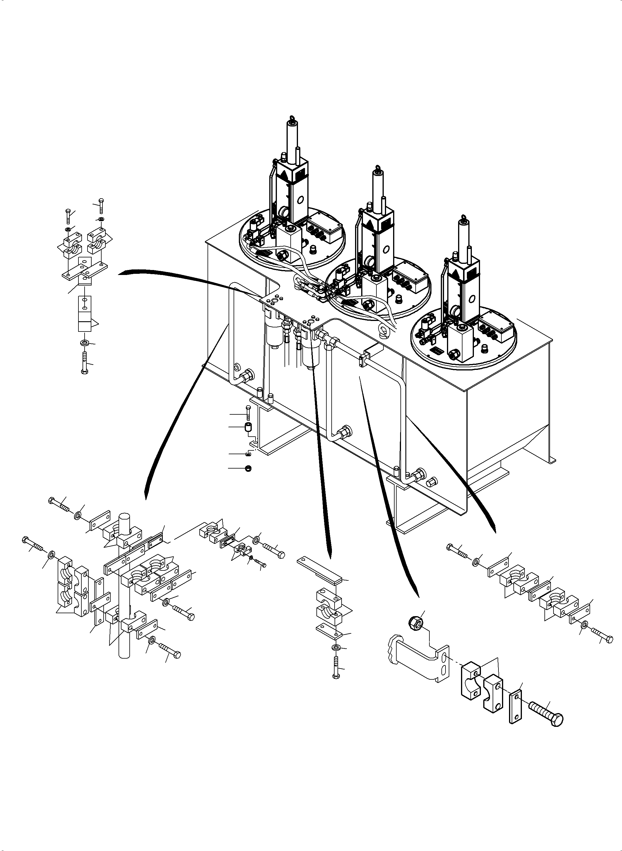 Komatsu parts book diagram for PC5500-6E S/N 15134: LUBE STATION ARRANGEMENT AND GREASE PIPE