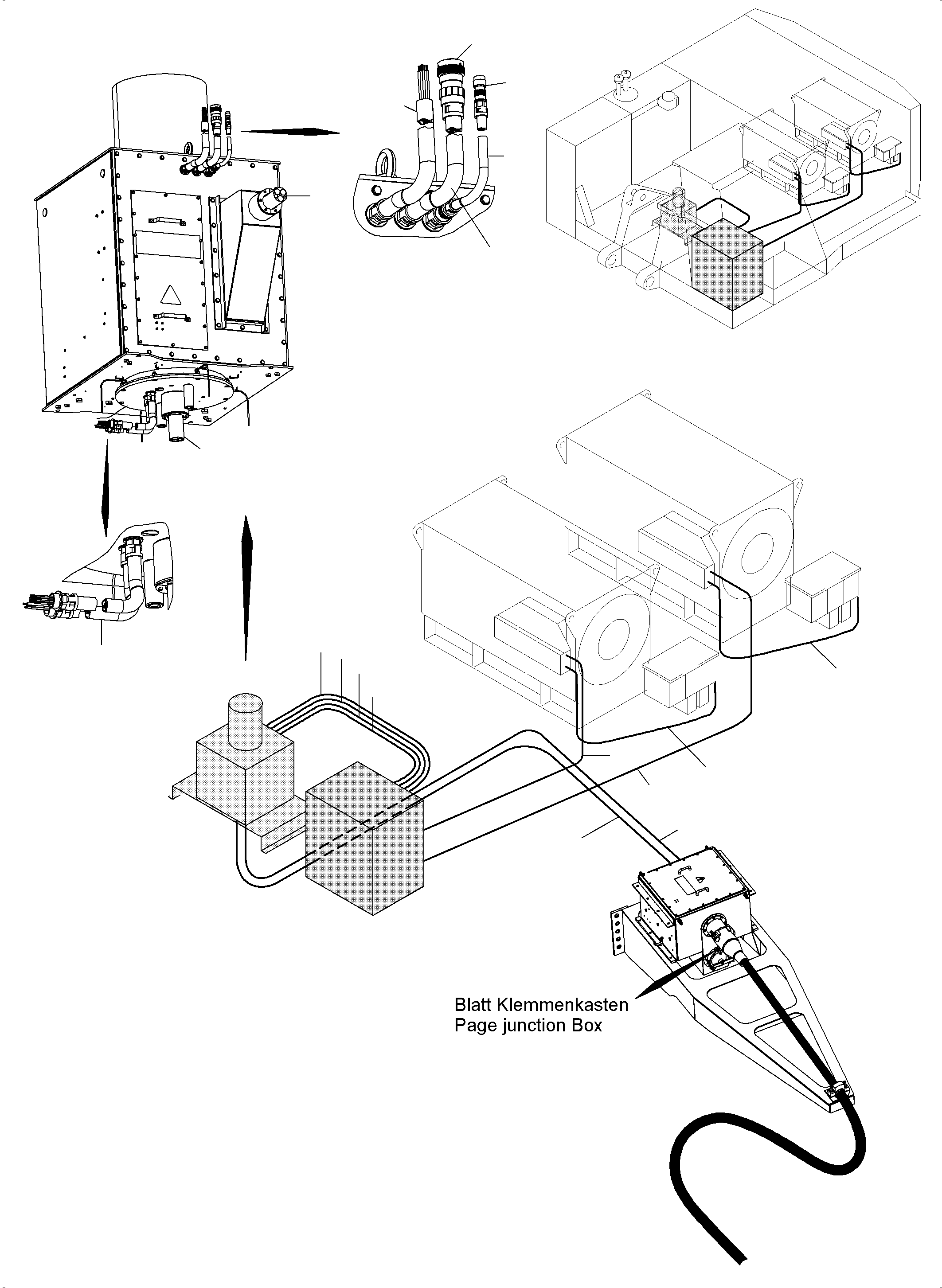 Komatsu parts book diagram for PC5500-6E S/N 15134: CABLES - HIGH VOLTAGE / CABLE DUCT / ELECTRIC MOTOR