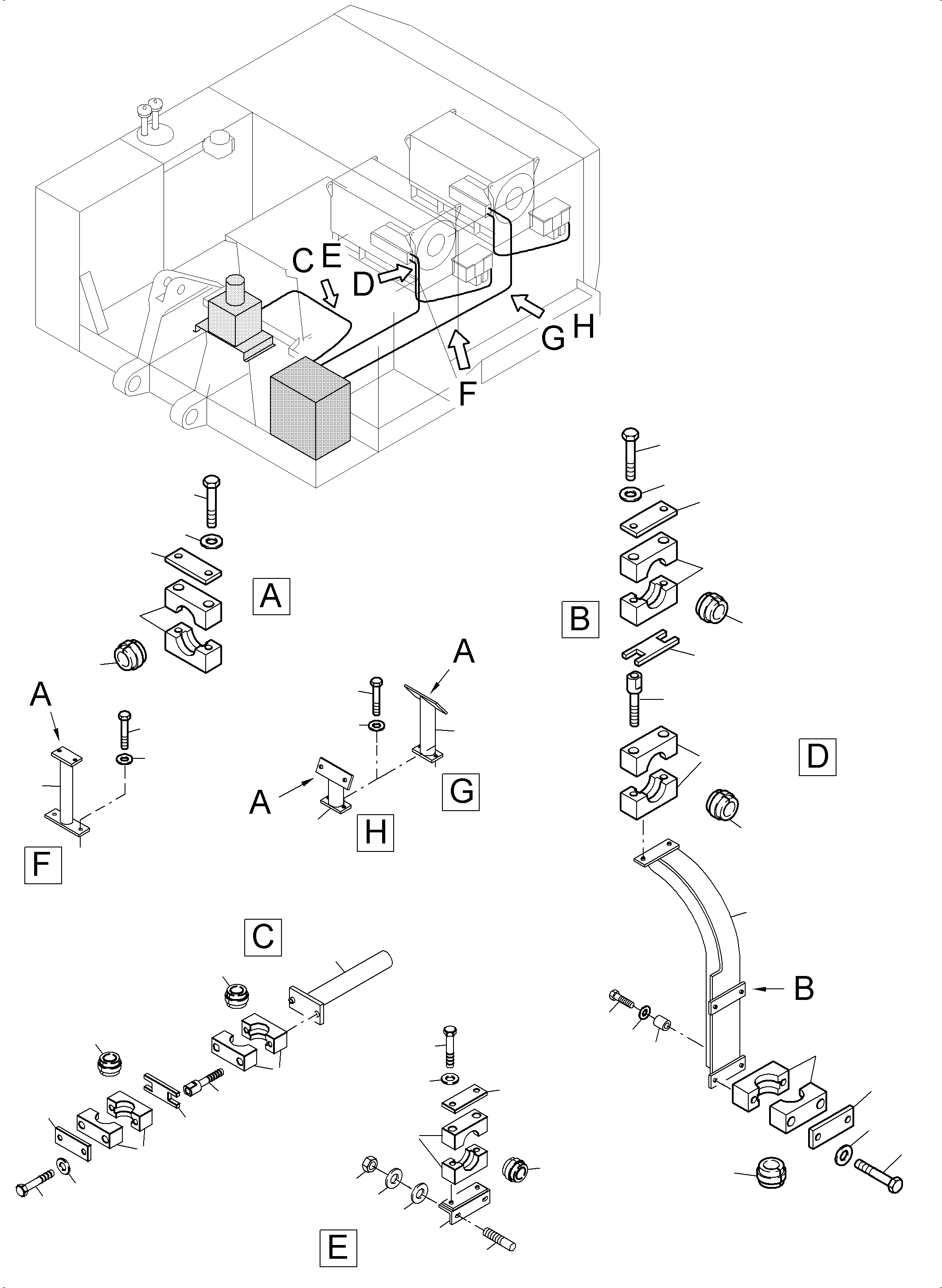 Komatsu parts book diagram for PC5500-6E S/N 15134: CABLES - HIGH VOLTAGE / CABLE DUCT / ELECTRIC MOTOR