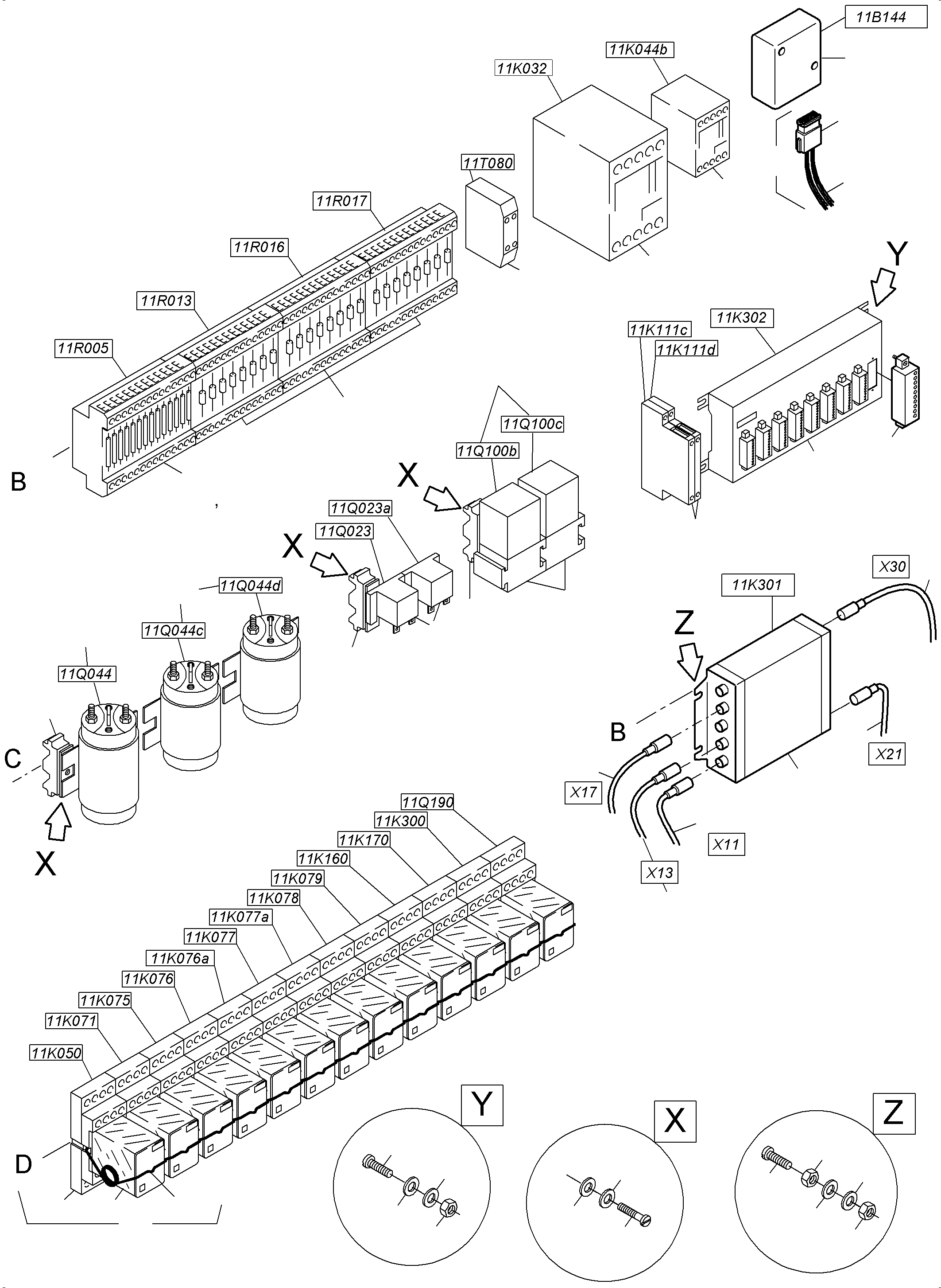 Komatsu parts book diagram for PC5500-6E S/N 15134: SWITCH FRAMING X2