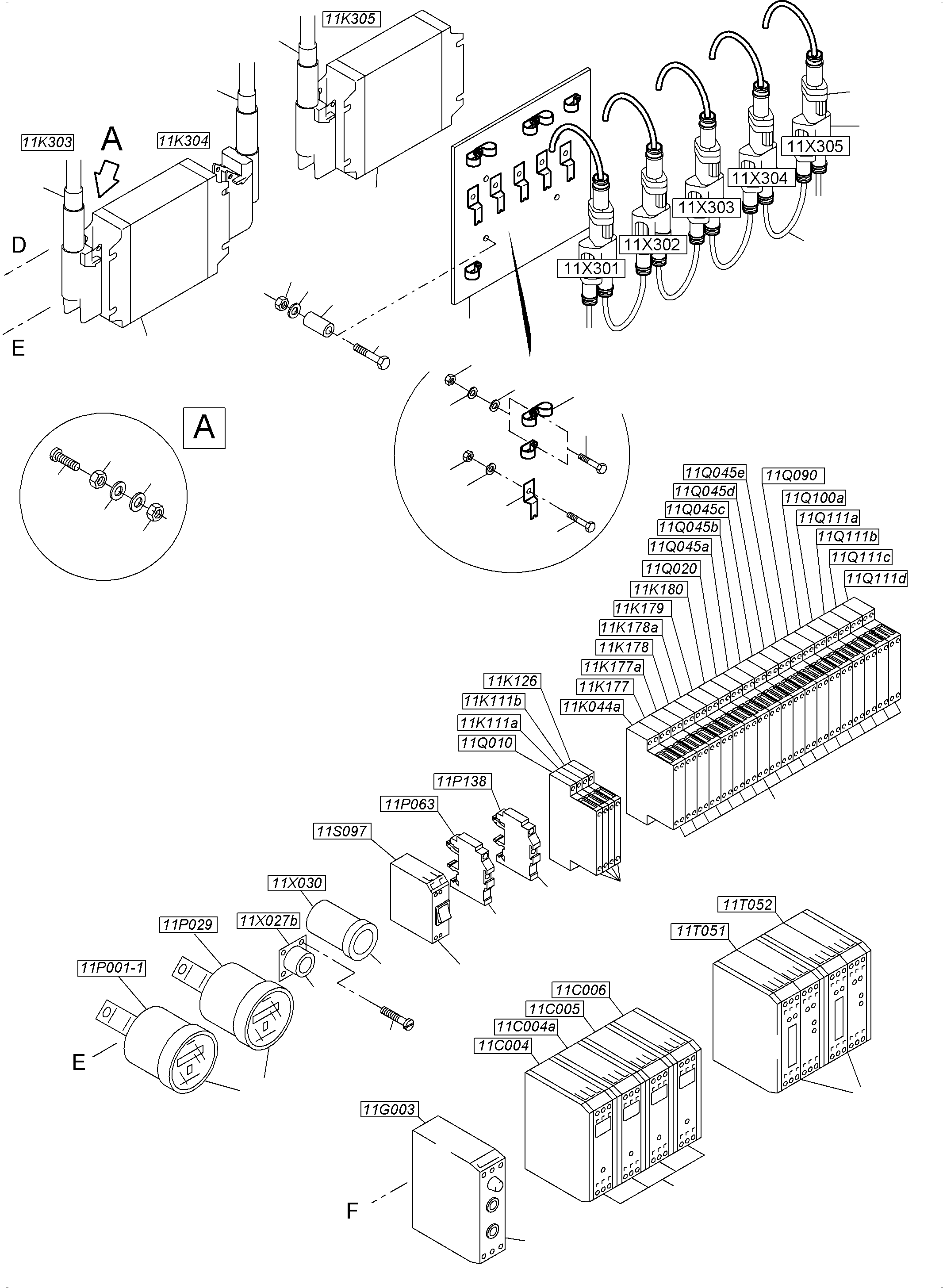 Komatsu parts book diagram for PC5500-6E S/N 15134: SWITCH FRAMING X2