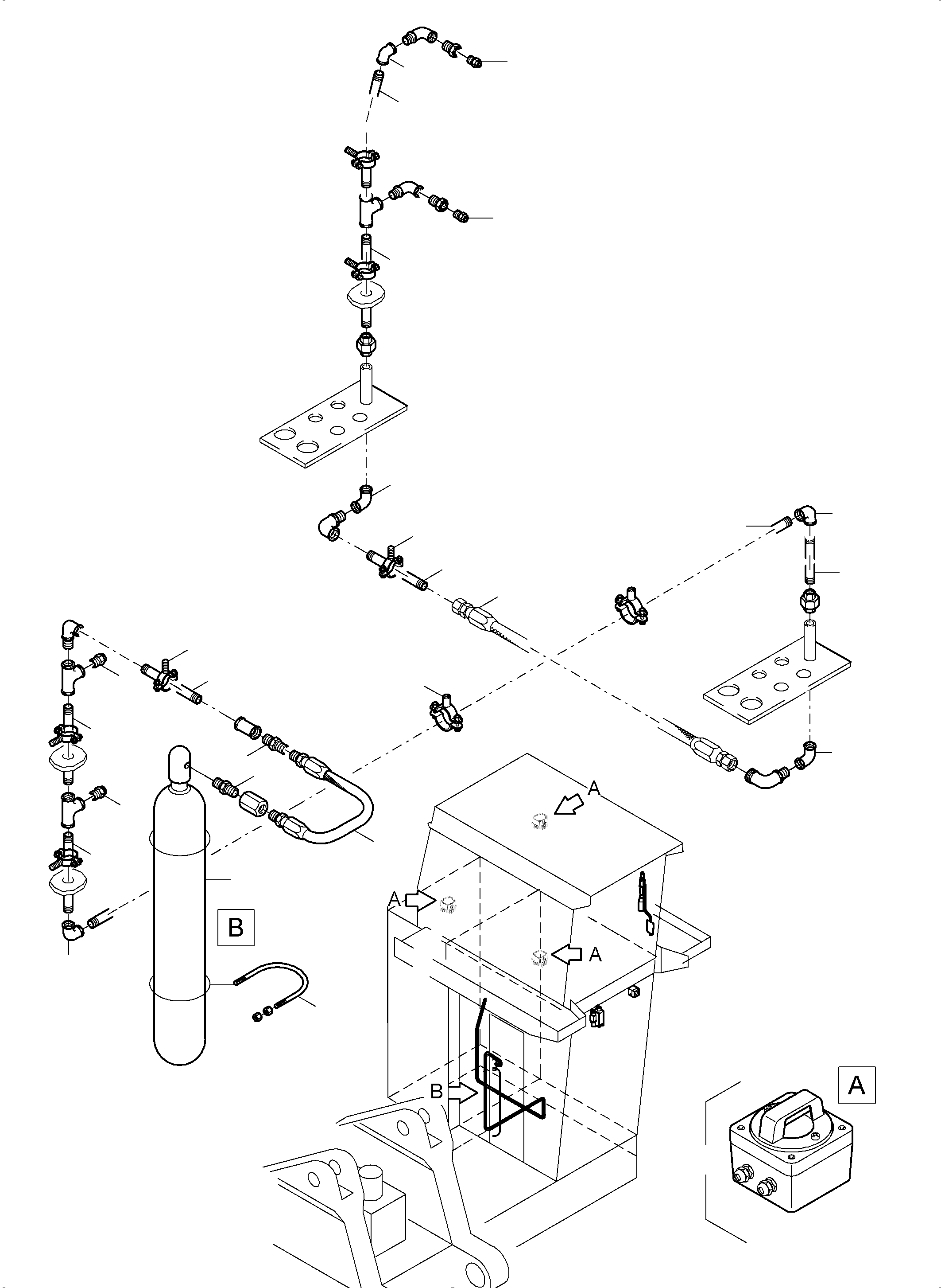 Komatsu parts book diagram for PC5500-6E S/N 15134: ACTUATING SYSTEM, HAND OPERATED