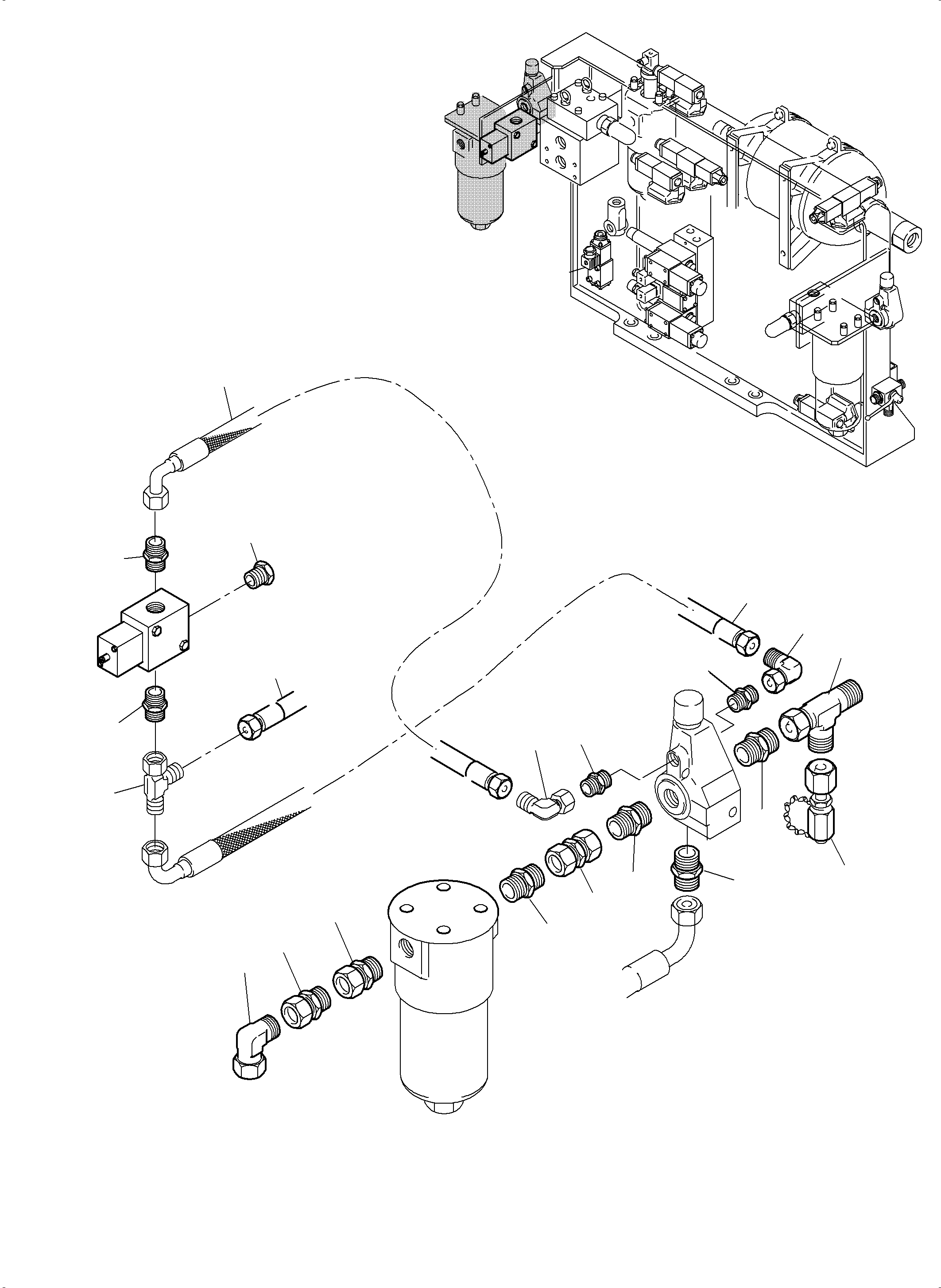Komatsu parts book diagram for PC5500-6 S/N 15137: PIPES - CONTROL- AND FILTER PLATE, FRONT (ENGINE 2)
