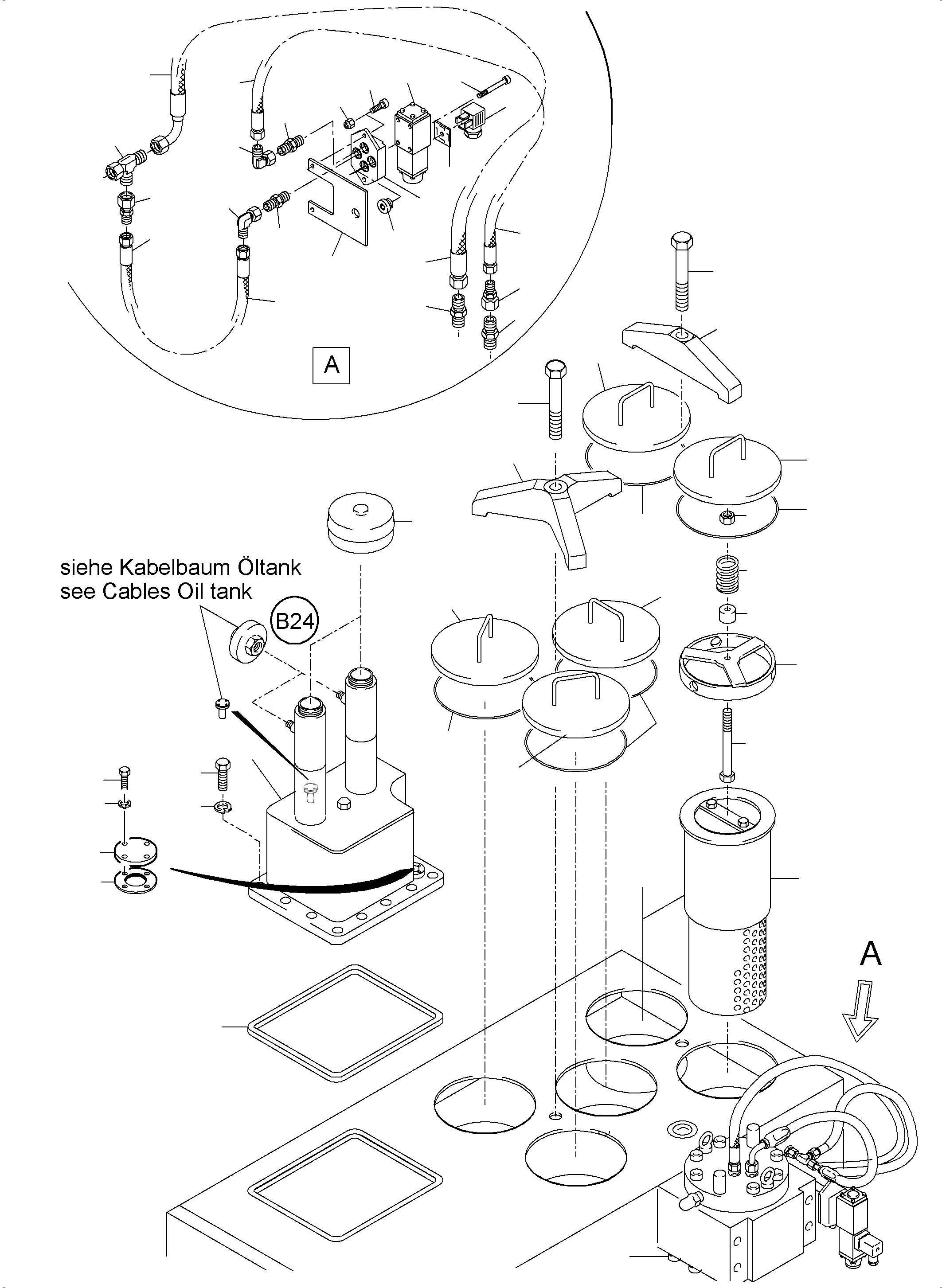 Komatsu parts book diagram for PC5500-6 S/N 15137: MAIN OIL TANK