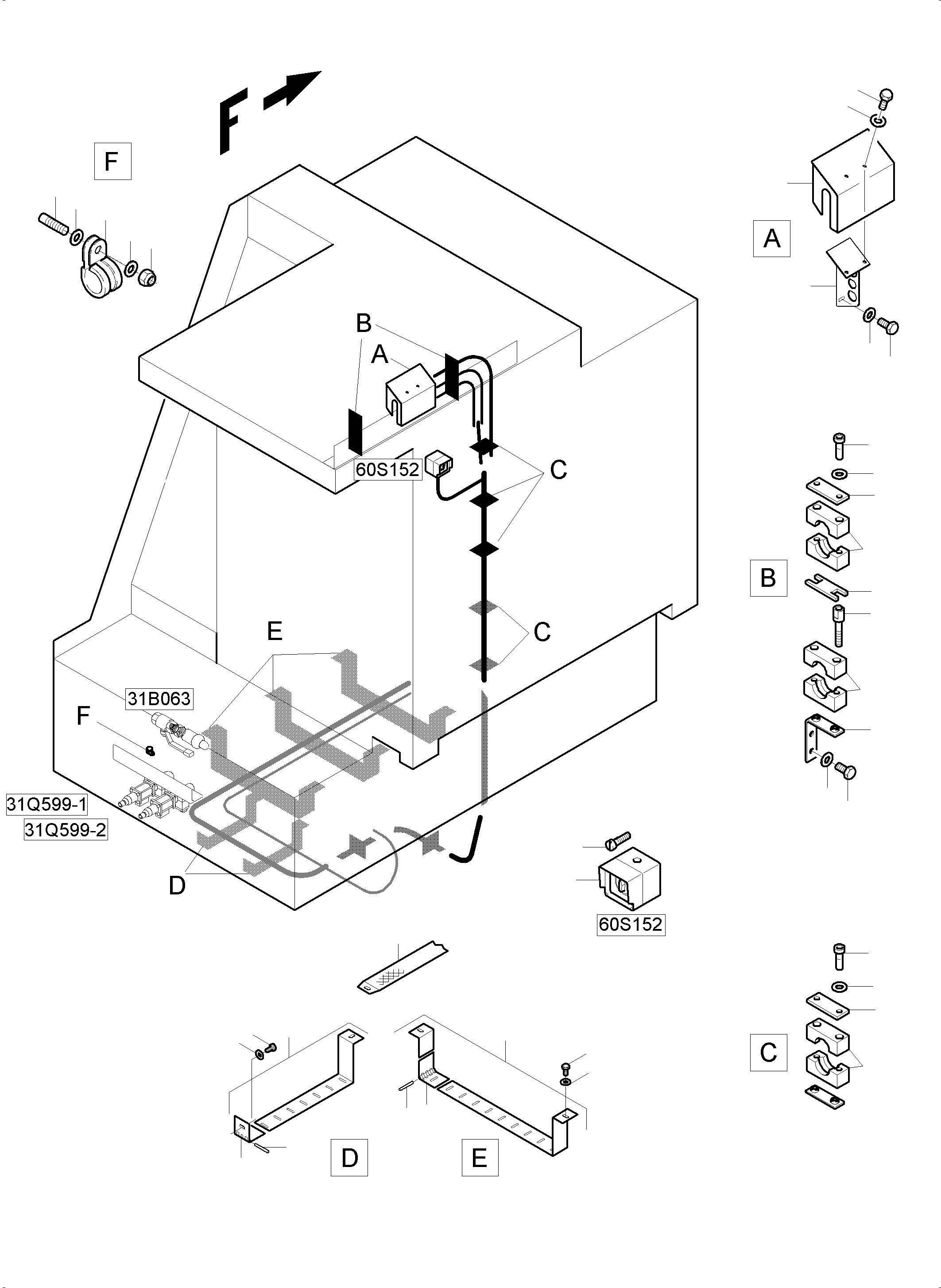 Komatsu parts book diagram for PC5500-6 S/N 15137: FUEL TANK - ELECTRIC