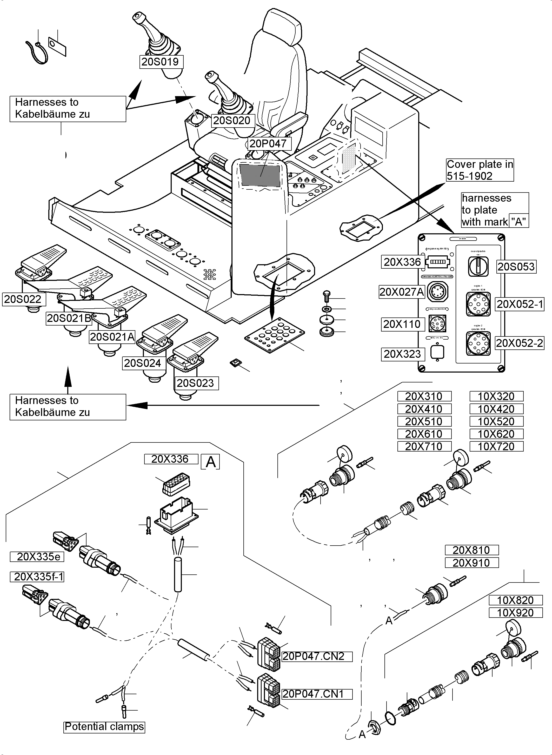 Komatsu parts book diagram for PC5500-6 S/N 15137: CABIN-HARNESSES-ELECTRIC