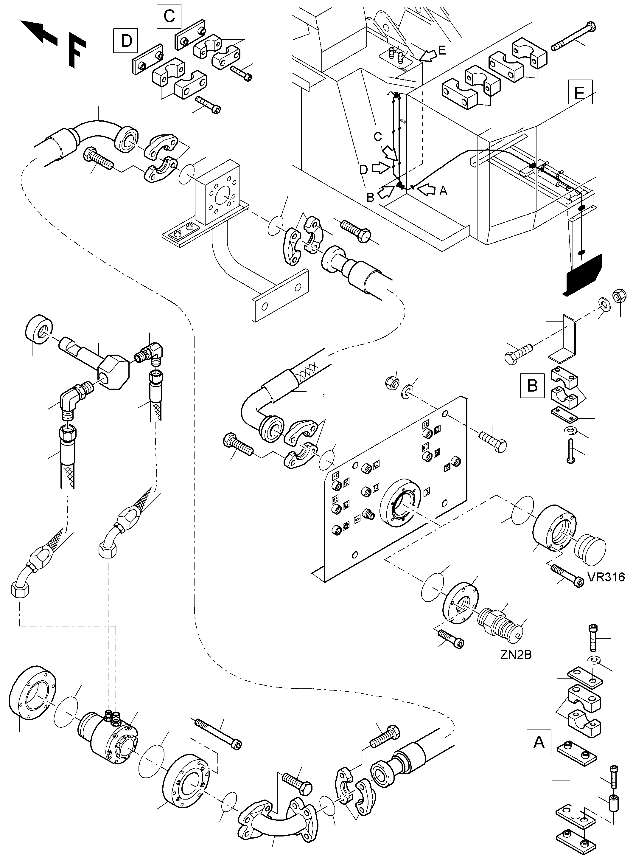 Komatsu parts book diagram for PC5500-6 S/N 15137: REFUELING EQUIPMENT FUEL LINE WIGGINS VR 300