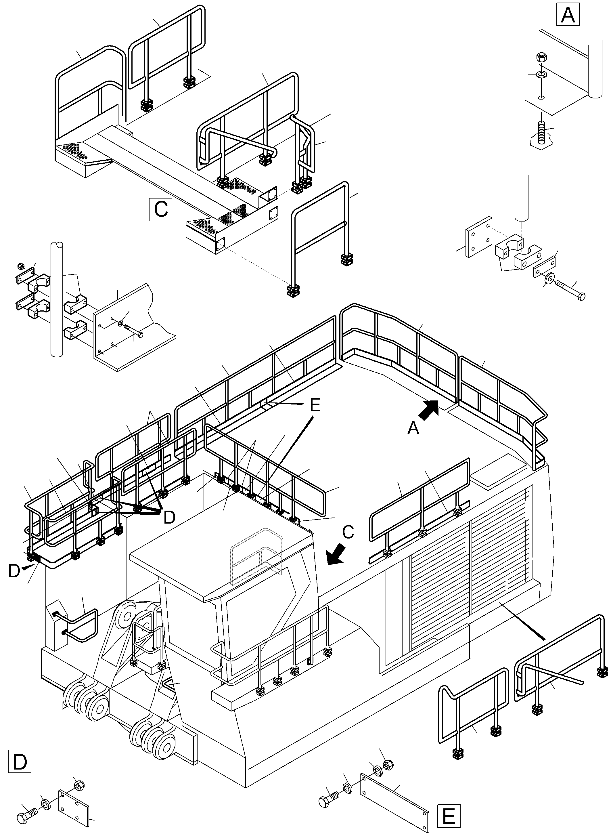 Komatsu parts book diagram for PC5500-6 S/N 15137: RAILS