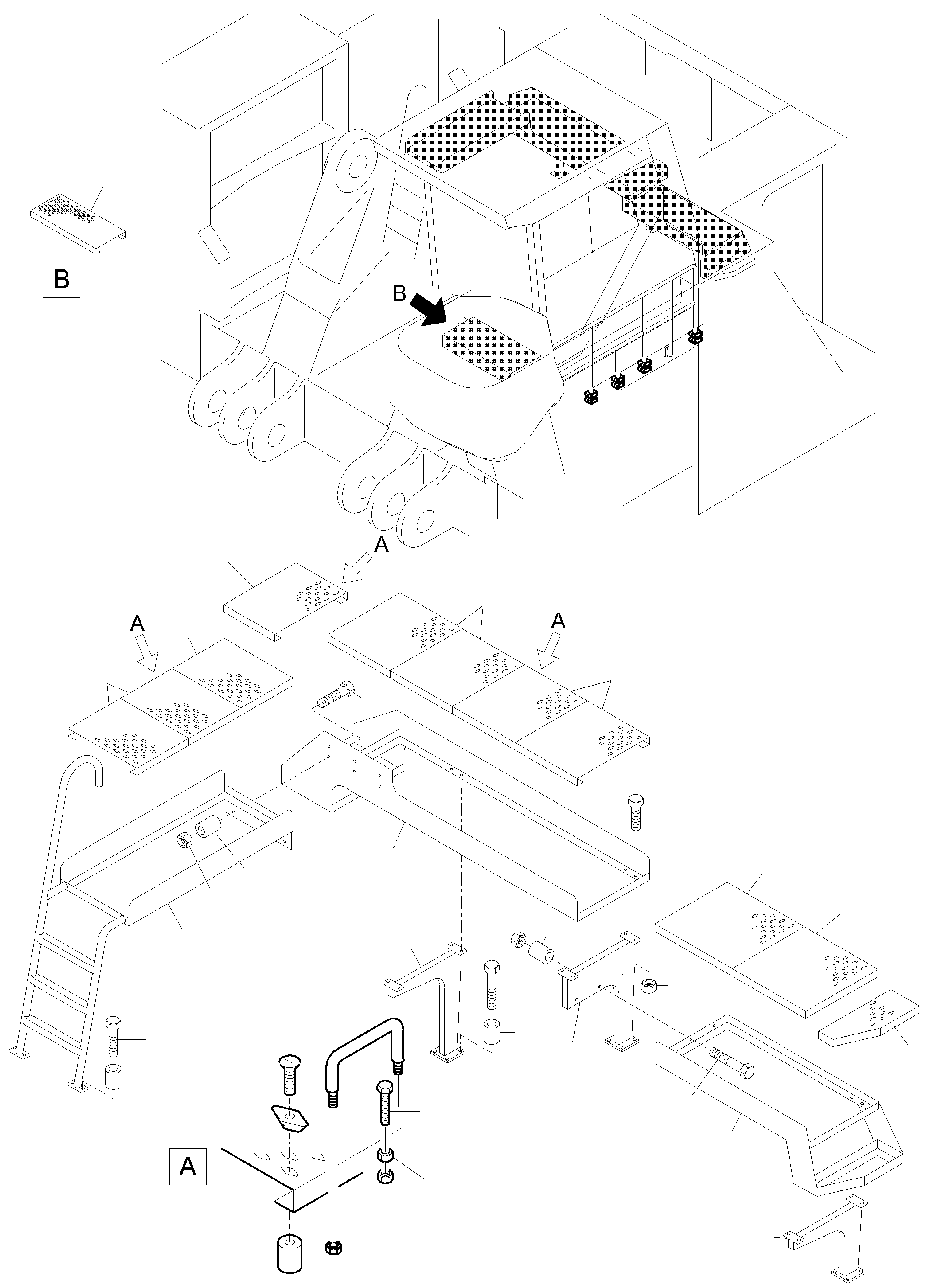 Komatsu parts book diagram for PC5500-6 S/N 15137: RAILS
