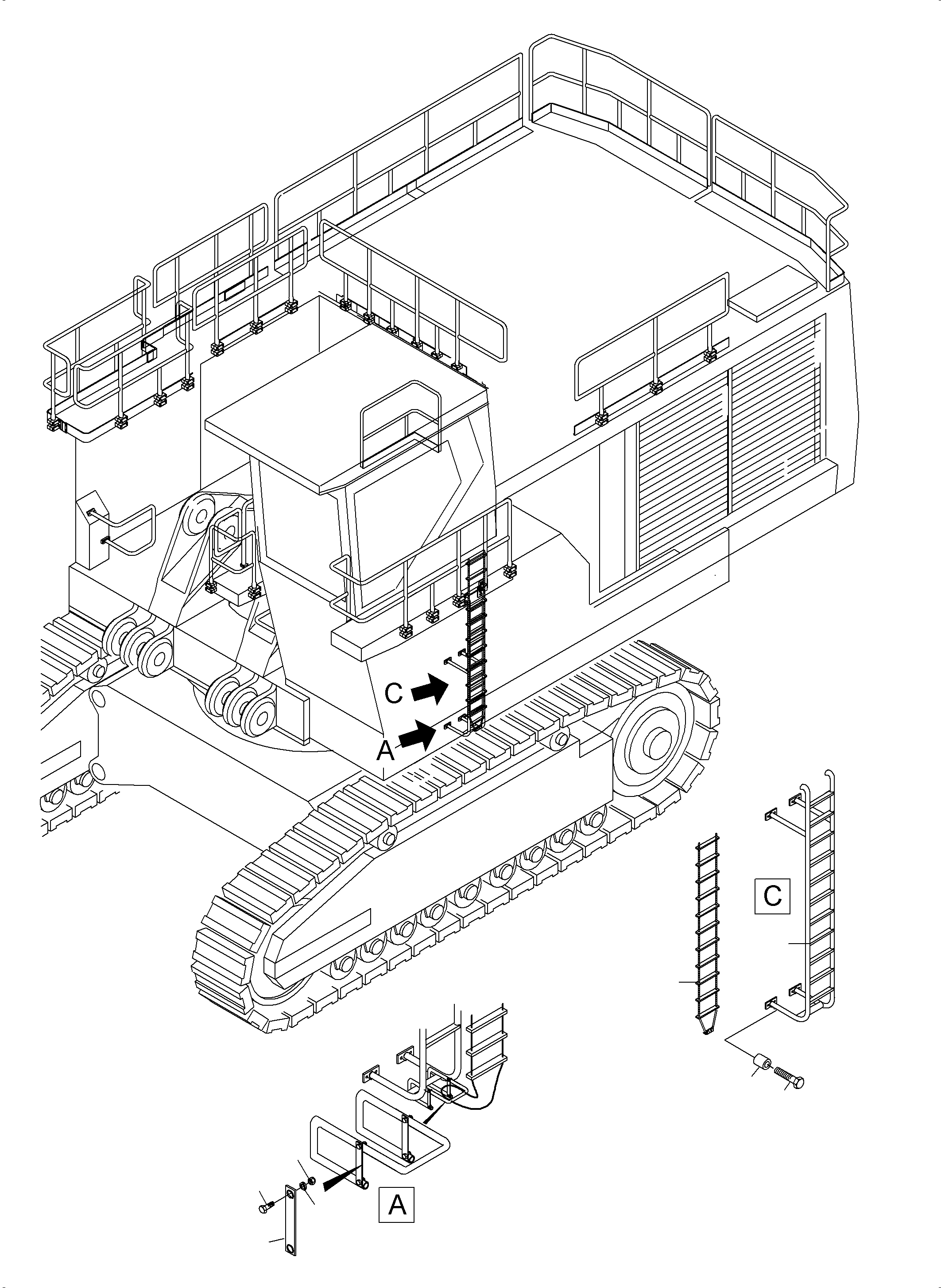 Komatsu parts book diagram for PC5500-6 S/N 15137: RAILS