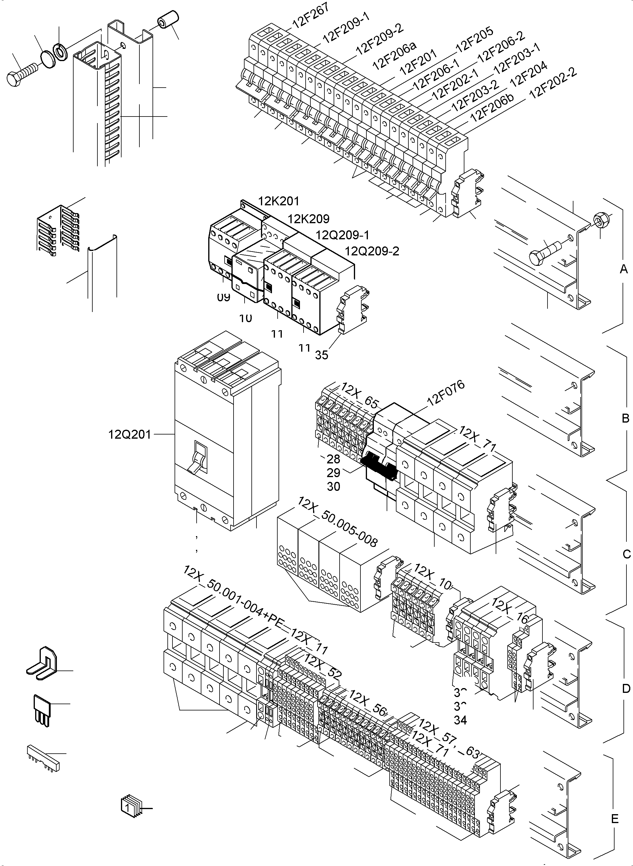 Komatsu parts book diagram for PC5500-6 S/N 15137: SWITCH FRAMING  1X1