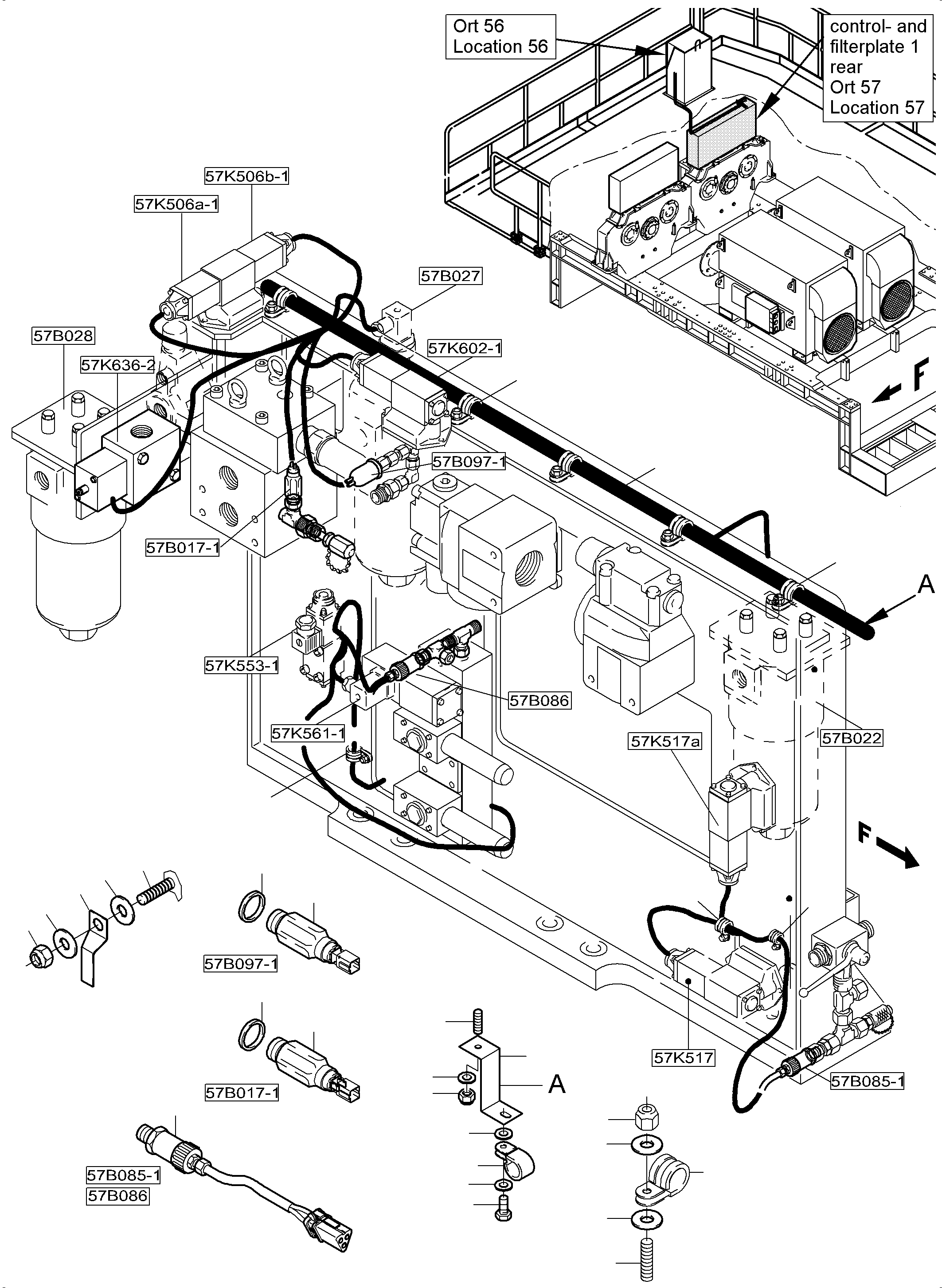 Komatsu parts book diagram for PC5500-6 S/N 15137: CONTROL- AND FILTER PLATES, ELECTRICS
