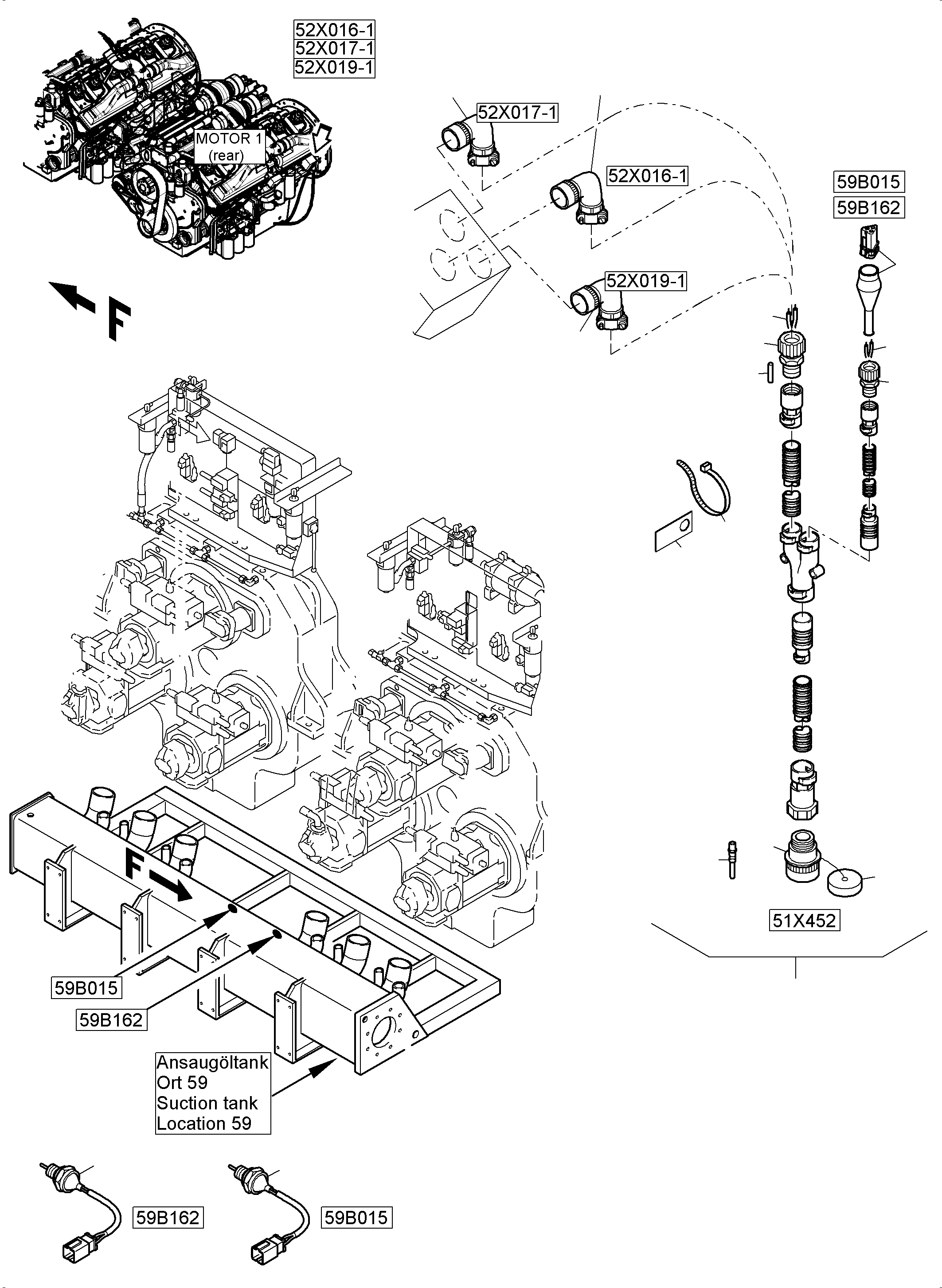 Komatsu parts book diagram for PC5500-6 S/N 15137: CABLES - ENGINE AND TRANSMITTER