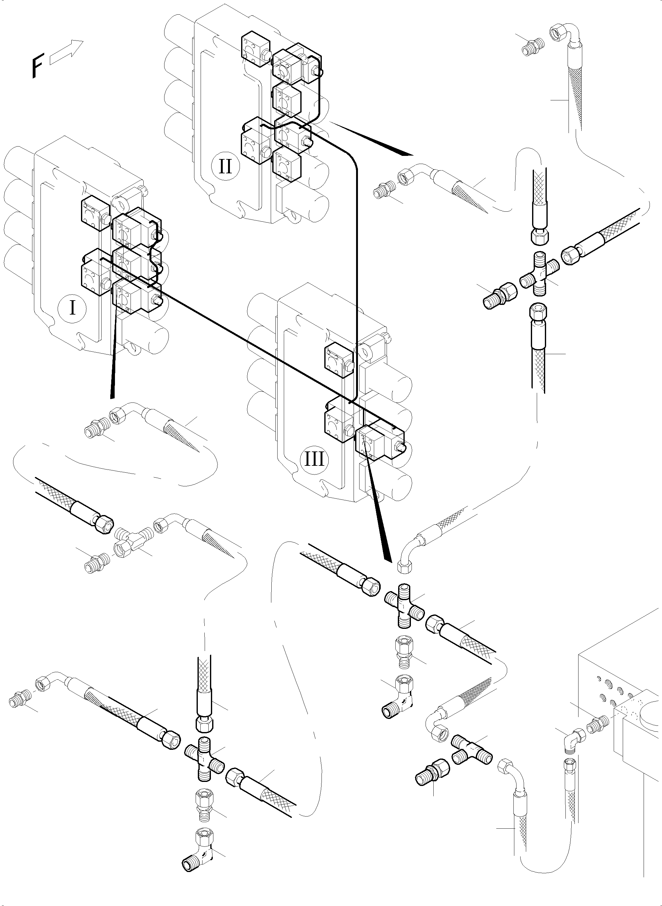 Komatsu parts book diagram for PC5500-6 S/N 15149: PIPING - SECONDARY VALVES BCE