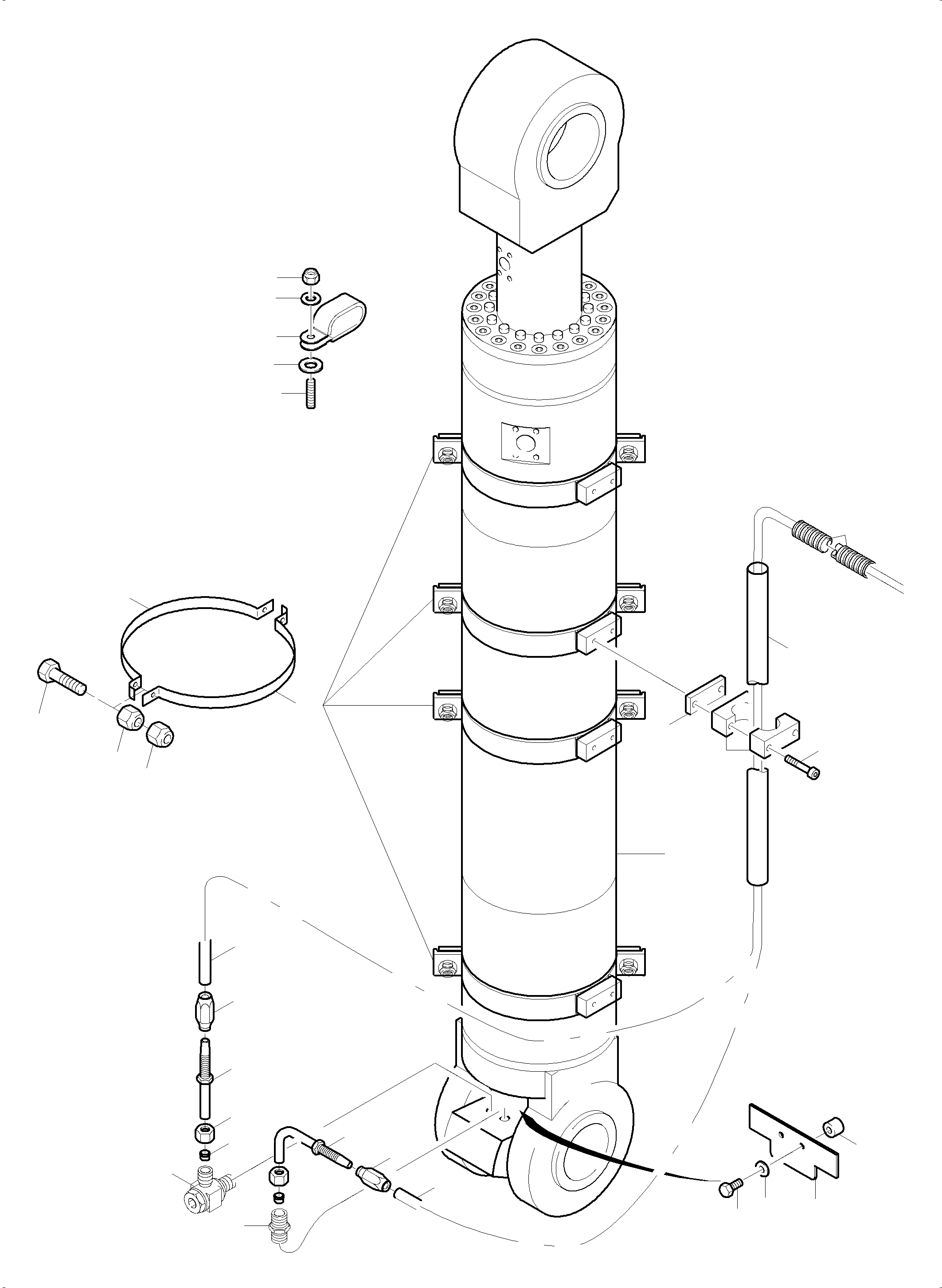 Komatsu parts book diagram for PC5500-6 S/N 15149: PIPES - BULLCLAM BUCKET CYLINDER R.H. L.H.