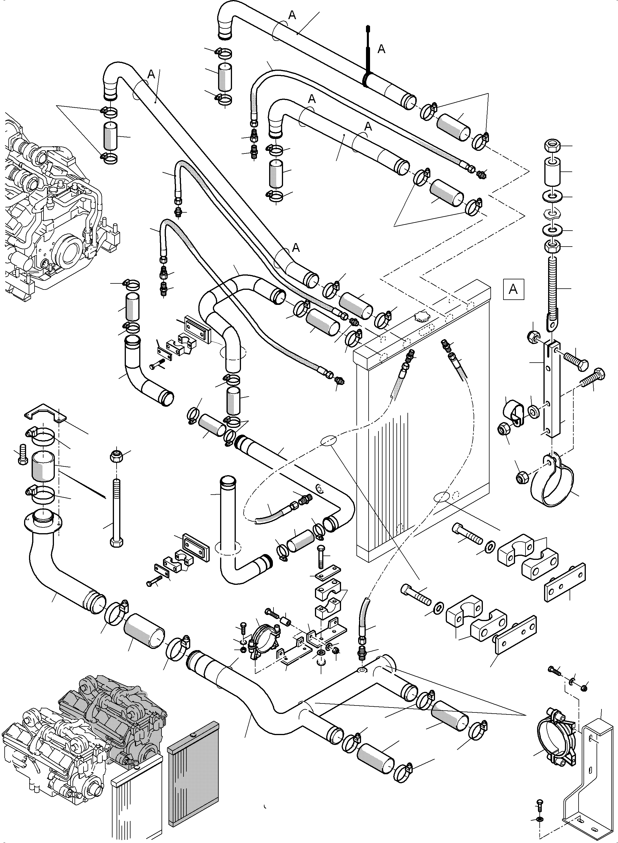 Komatsu parts book diagram for PC5500-6 S/N 15149: COOLANT WATER LINES