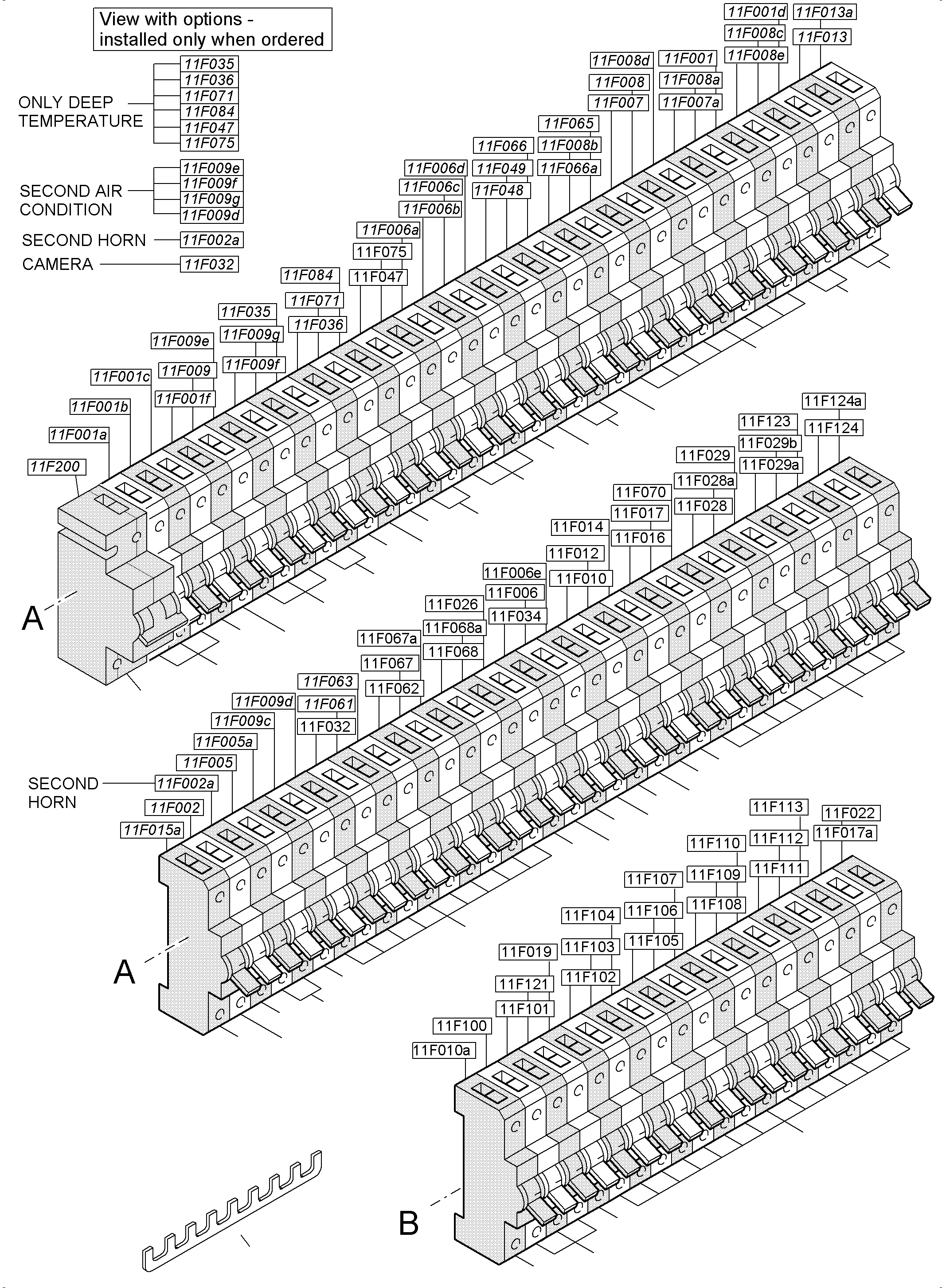 Komatsu parts book diagram for PC5500-6 S/N 15149: SWITCH FRAMING LOCATION 11