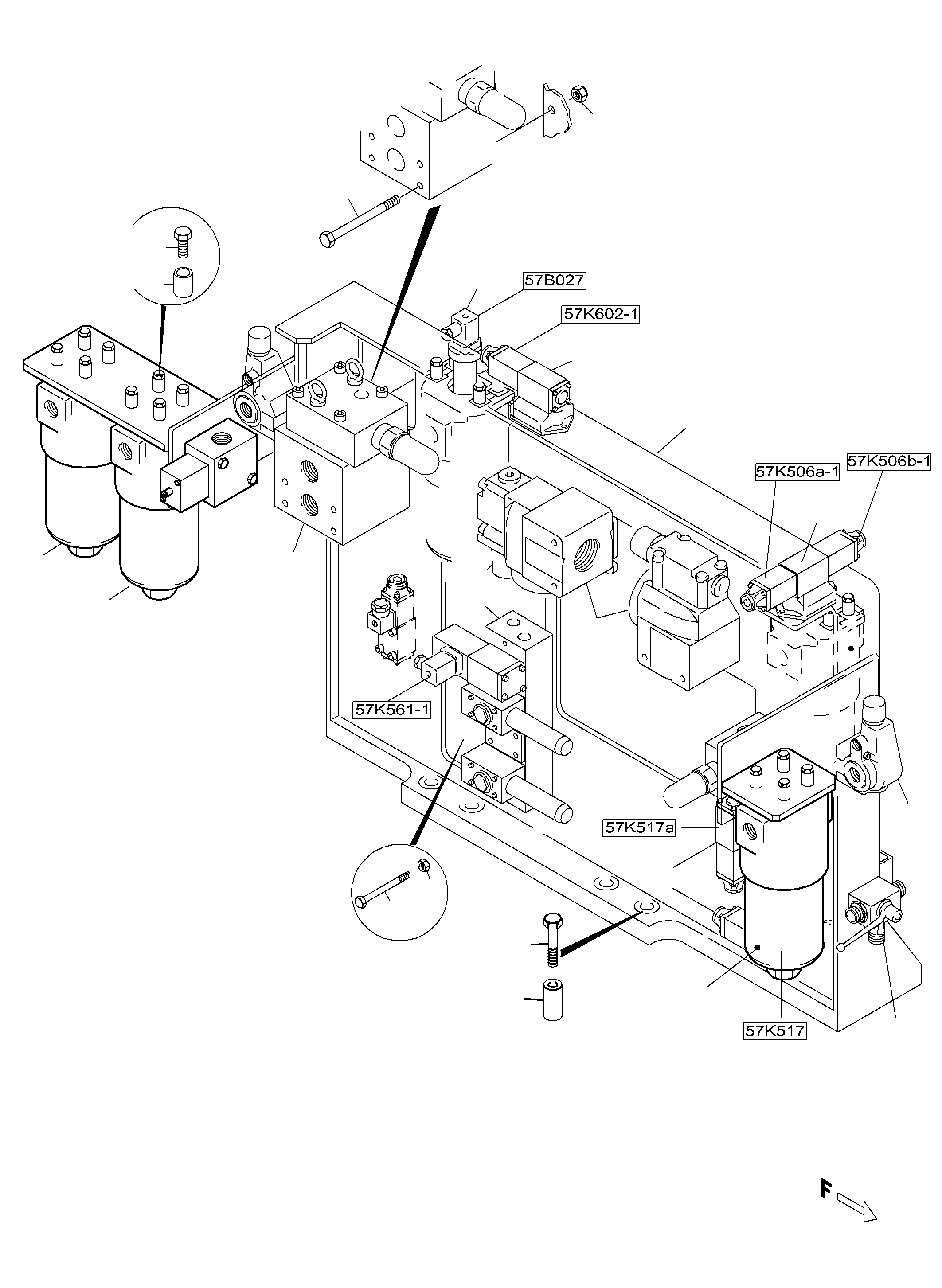 Komatsu parts book diagram for PC5500-6 S/N 15149: CONTROL- AND FILTER PLATE, REAR (ENGINE 1)