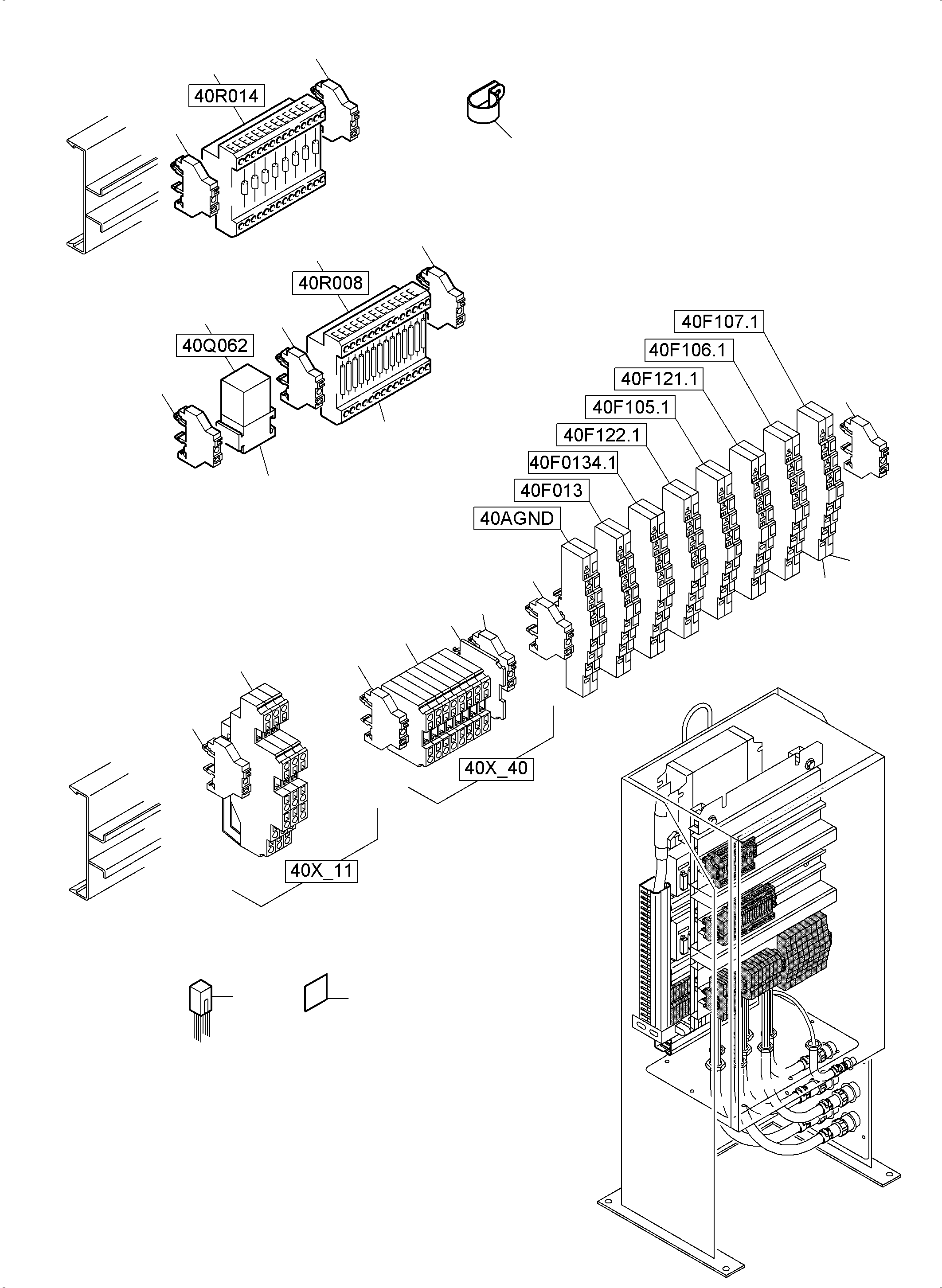Komatsu parts book diagram for PC5500-6 S/N 15149: SWITCH CABINET ORT 40