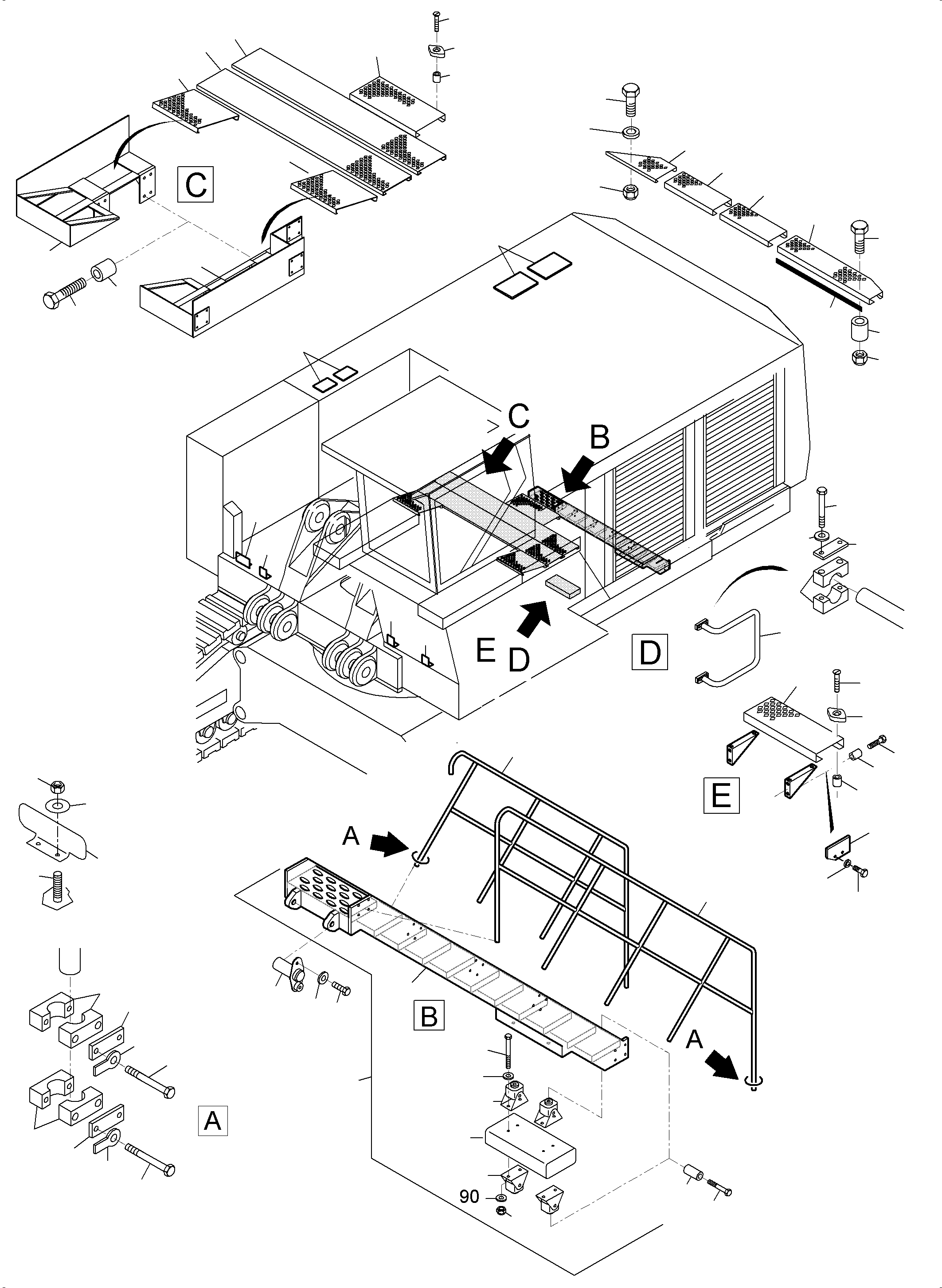 Komatsu parts book diagram for PC5500-6 S/N 15149: RAILS