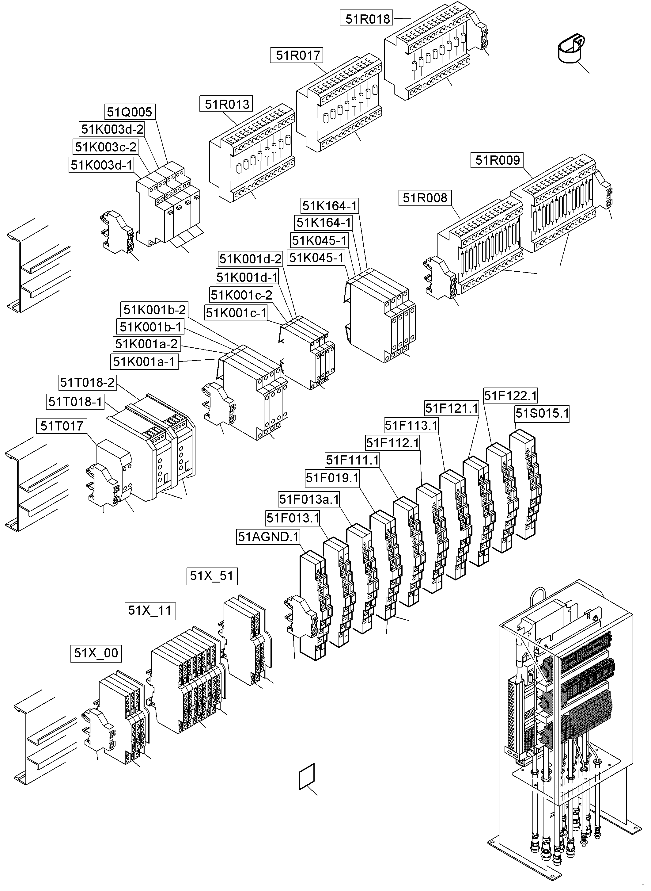 Komatsu parts book diagram for PC5500-6 S/N 15149: SWITCH CABINET LOCATION 51