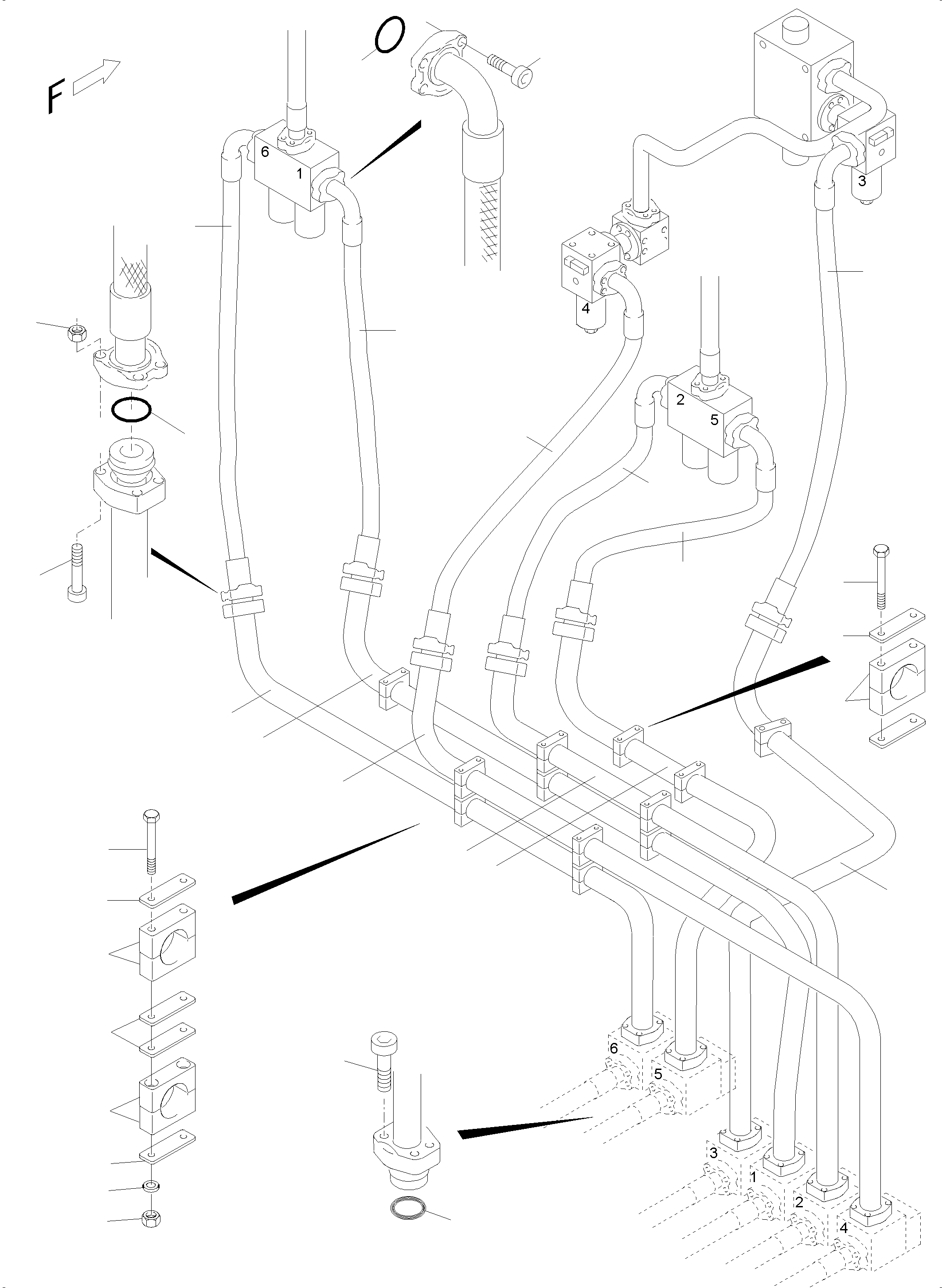 Excavators Mining Komatsu / PC5500-6 S/N 15153(G15153) / Pressure Lines, non-return valves - H.P.-filter(515-1821f : 515-1821f)