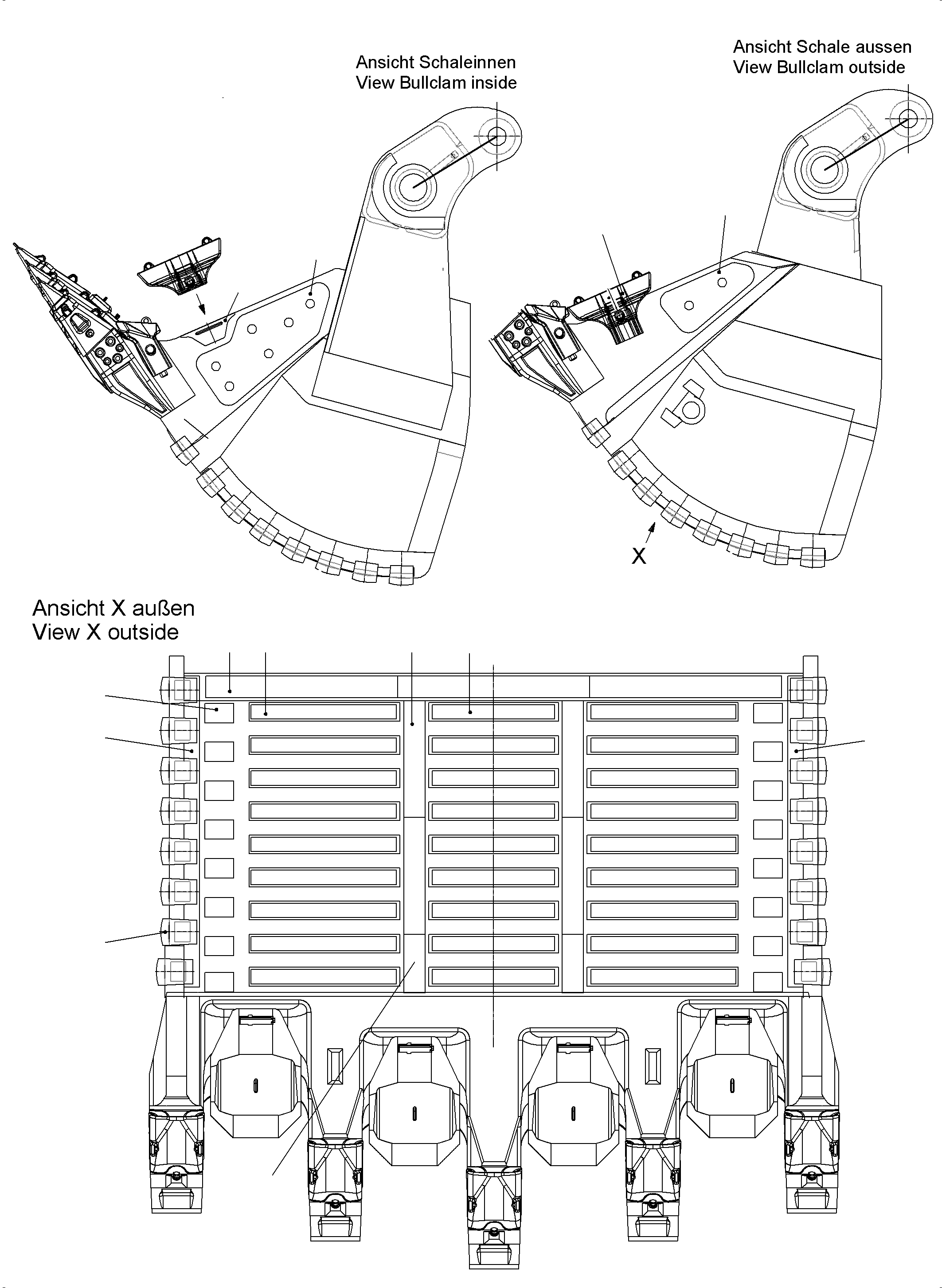 Komatsu parts book diagram for PC5500-6 S/N 15153: WEAR PACKAGE BACK PANEL AND BULLCLAM 29 CBM WP 3