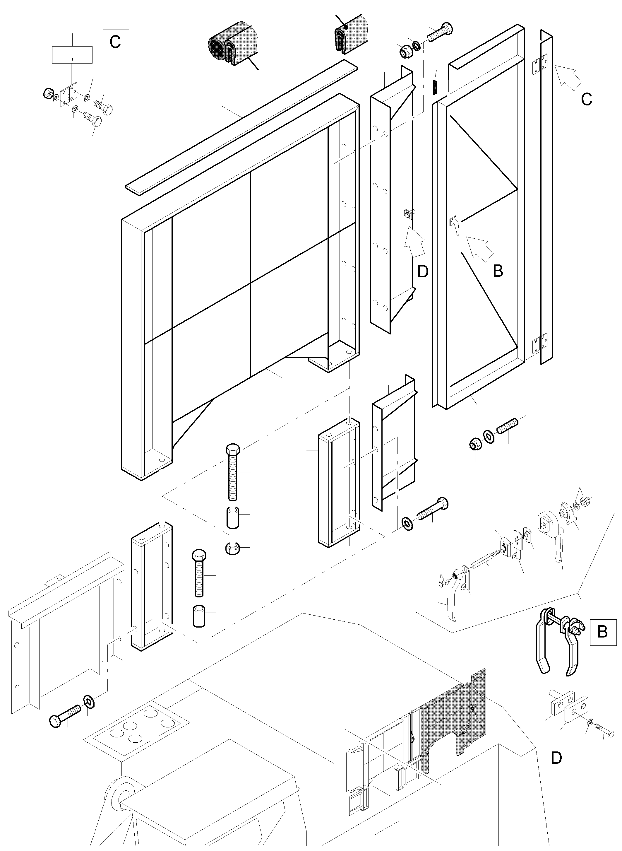 Komatsu parts book diagram for PC5500-6 S/N 15153: FIRE PRECAUTION WALL WITH DOORS