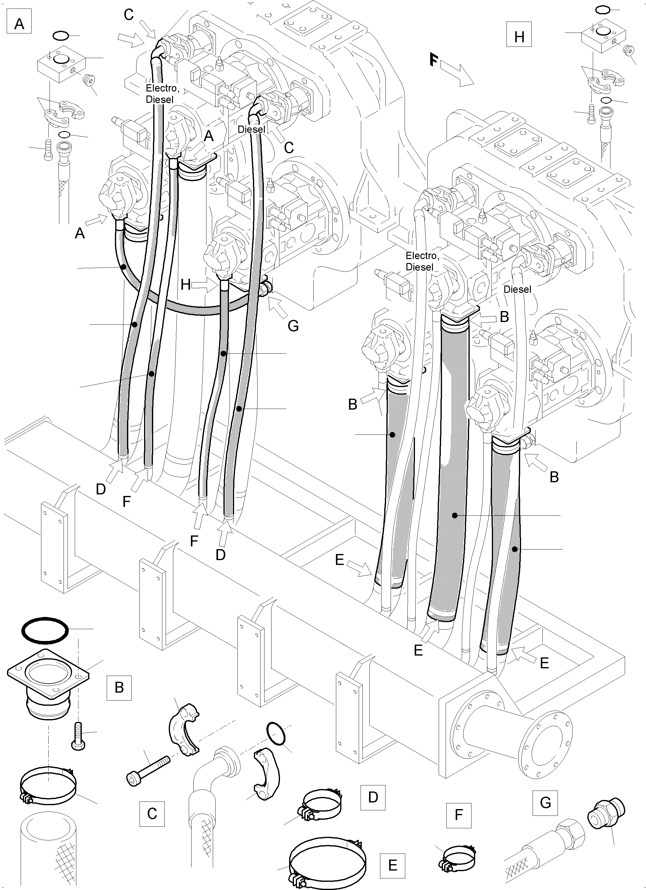 Excavators Mining Komatsu / PC5500-6 S/N 15153(G15153) / Suction Lines(515-1808i : 515-1808i)