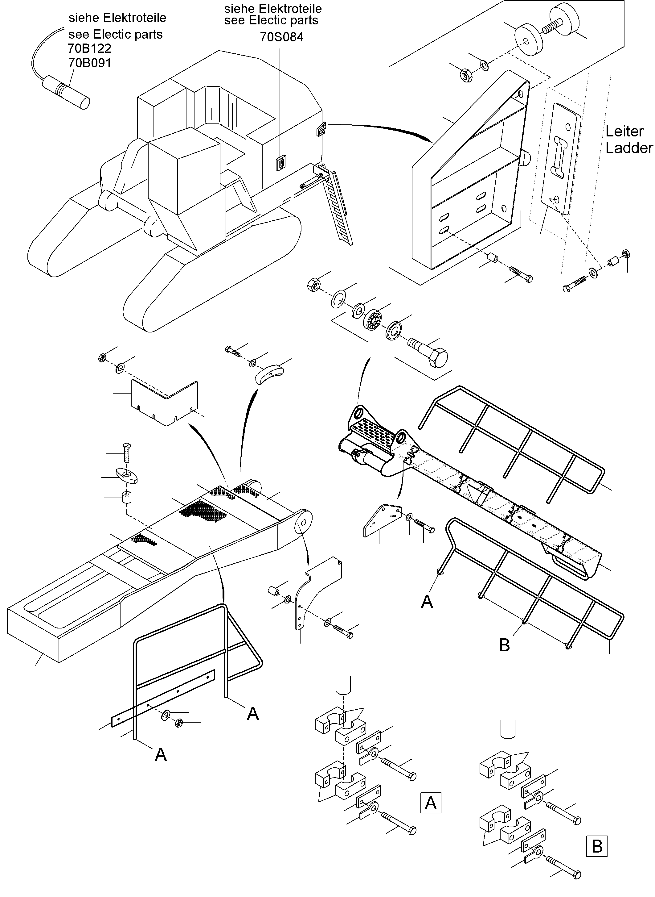 Komatsu parts book diagram for PC5500-6 S/N 15153: LADDER HYDRAULIC