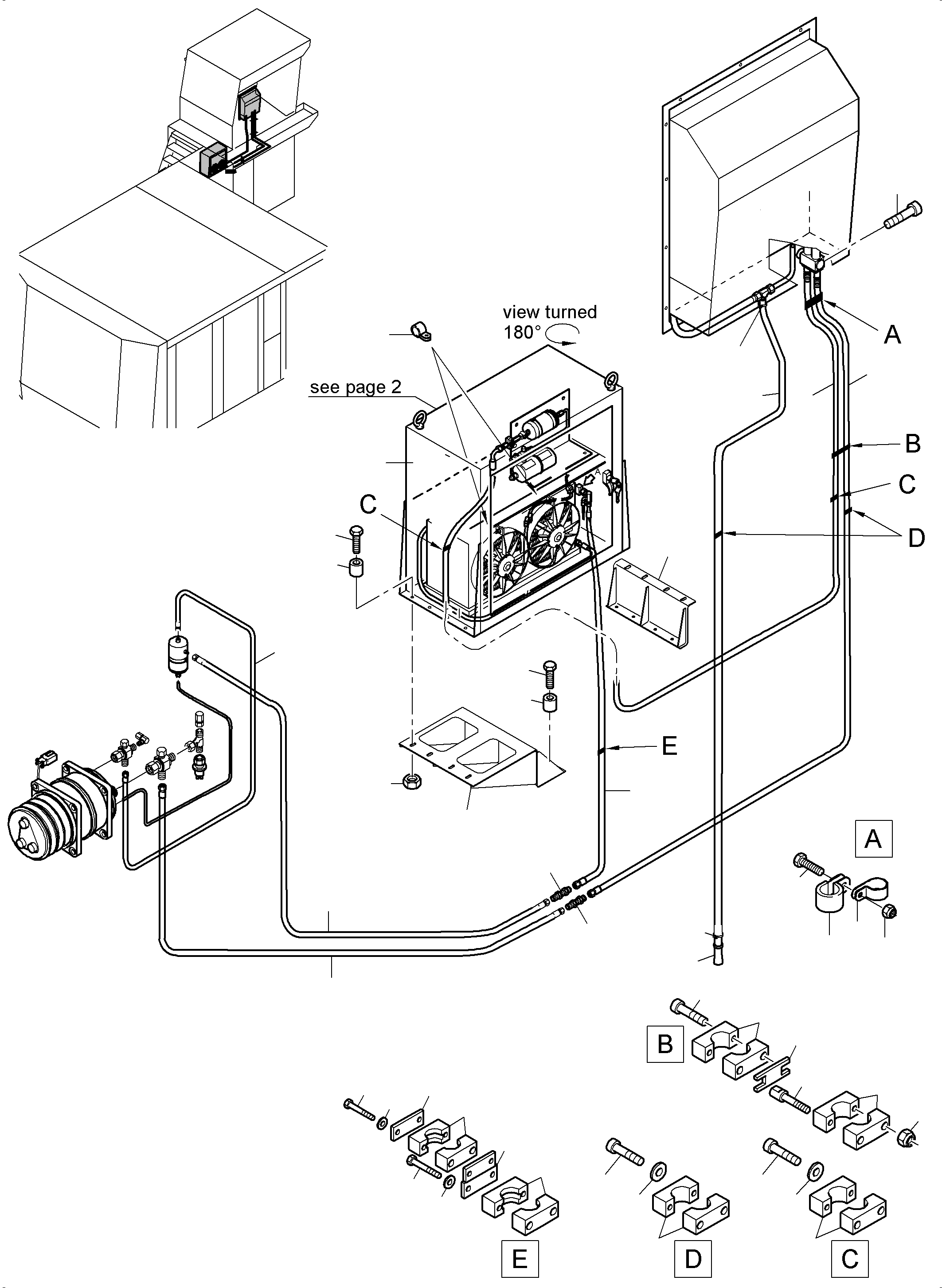 Komatsu parts book diagram for PC5500-6 S/N 15153: AIR CONDITION ARR. - CABINE