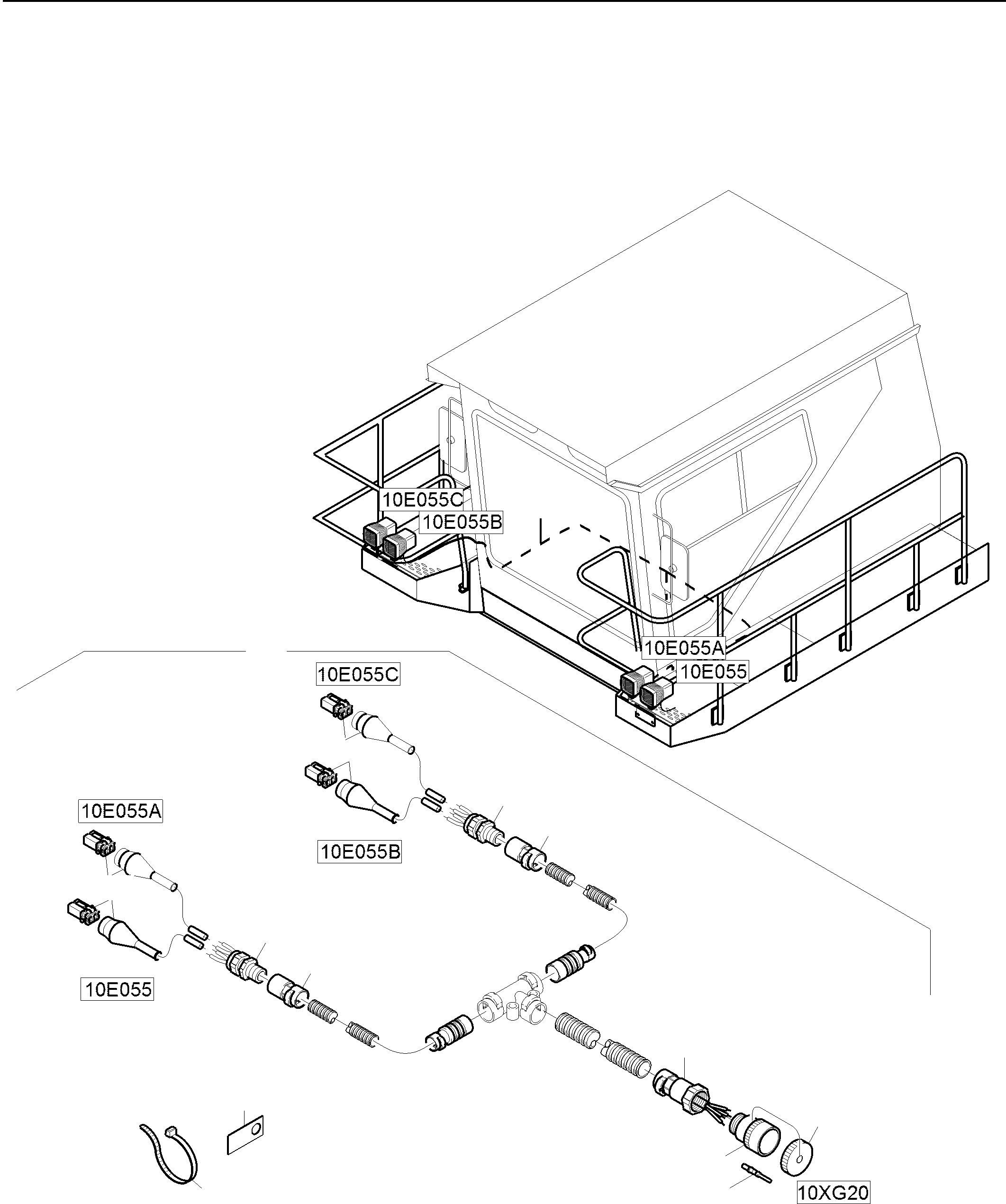 Excavators Mining Komatsu / PC5500-6 S/N 15153(G15153) / Cabin support and intermediate landing harnesses(515-2214f : 515-2214f)