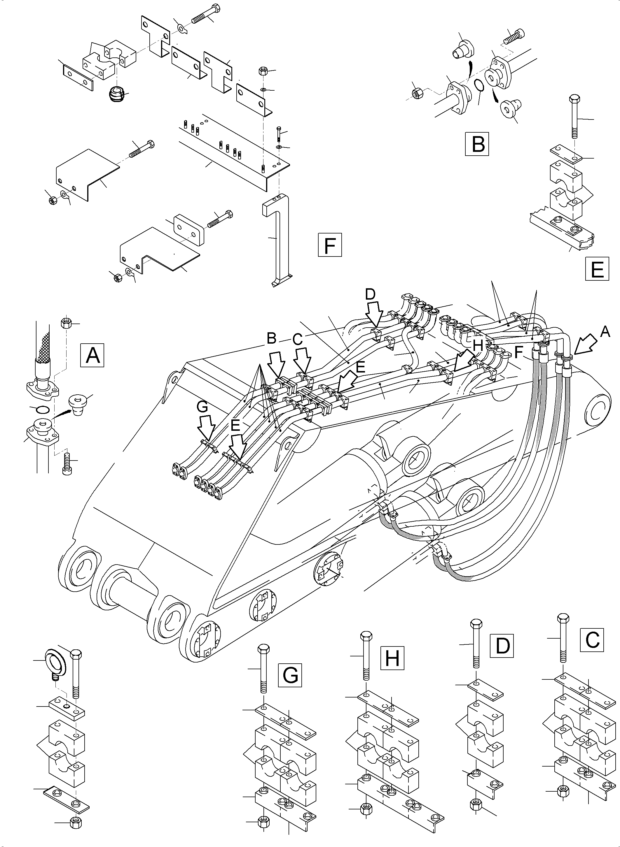 Komatsu parts book diagram for PC5500-6 S/N 15153: BOOM 7.6 M
