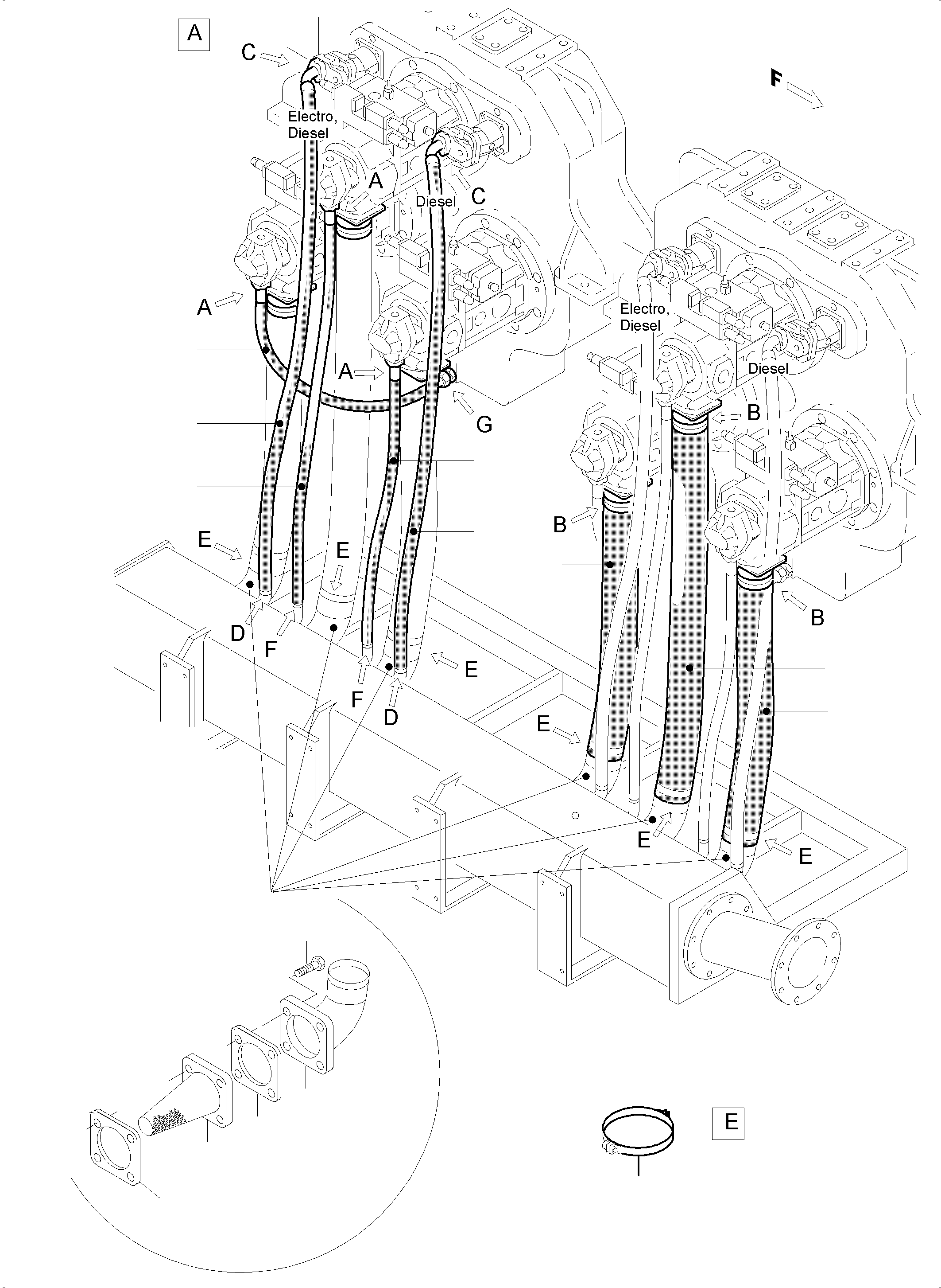 Excavators Mining Komatsu / PC5500-6 S/N 15155(G15155) / Suction Lines(515-1808i : 515-1808i)
