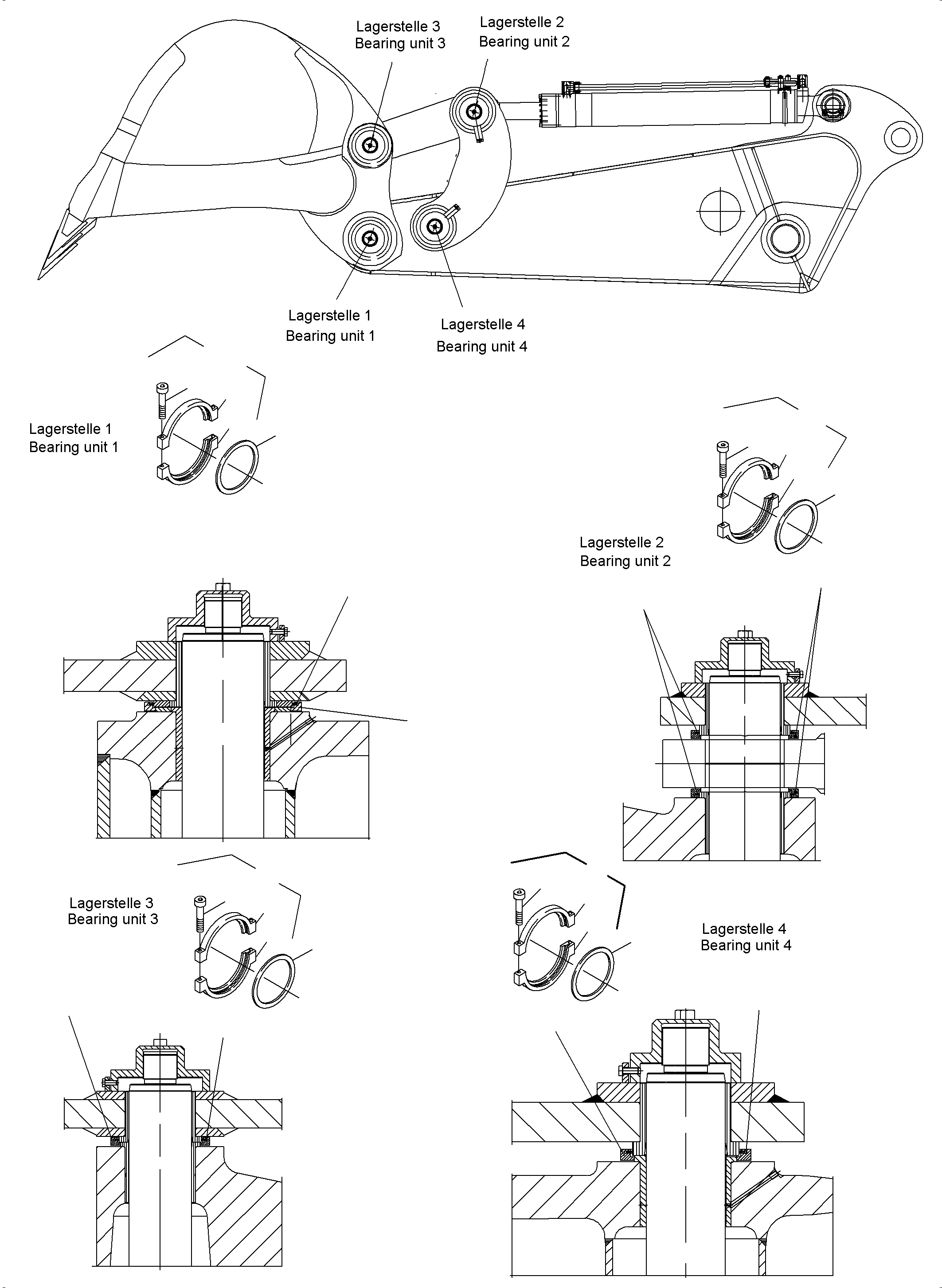 Komatsu parts book diagram for PC5500-6 S/N 15164: PIN SEALING STEERING AND ROD