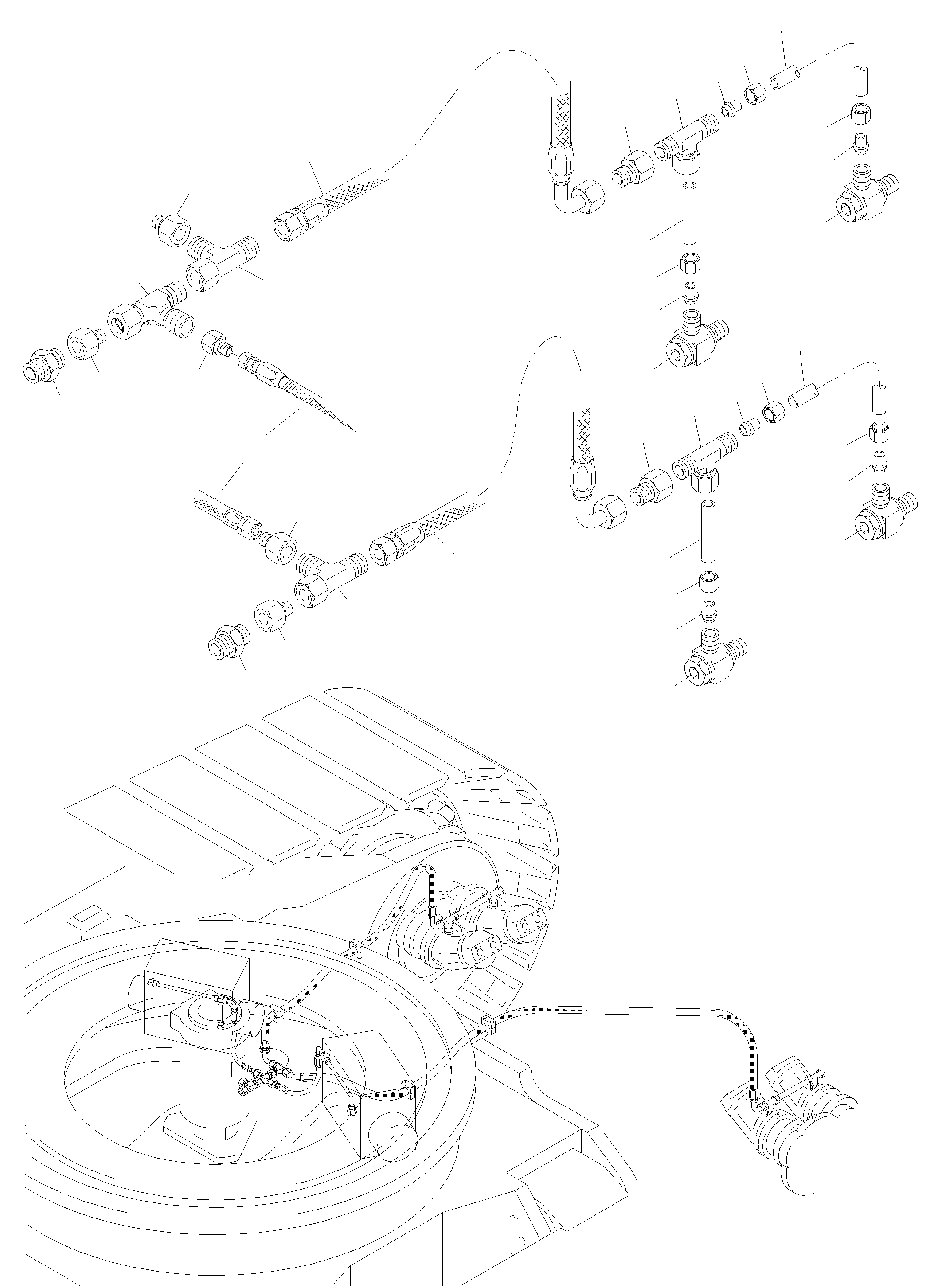 Komatsu parts book diagram for PC5500-6 S/N 15164: DRIVE MOTOR - LEAKAGELINES