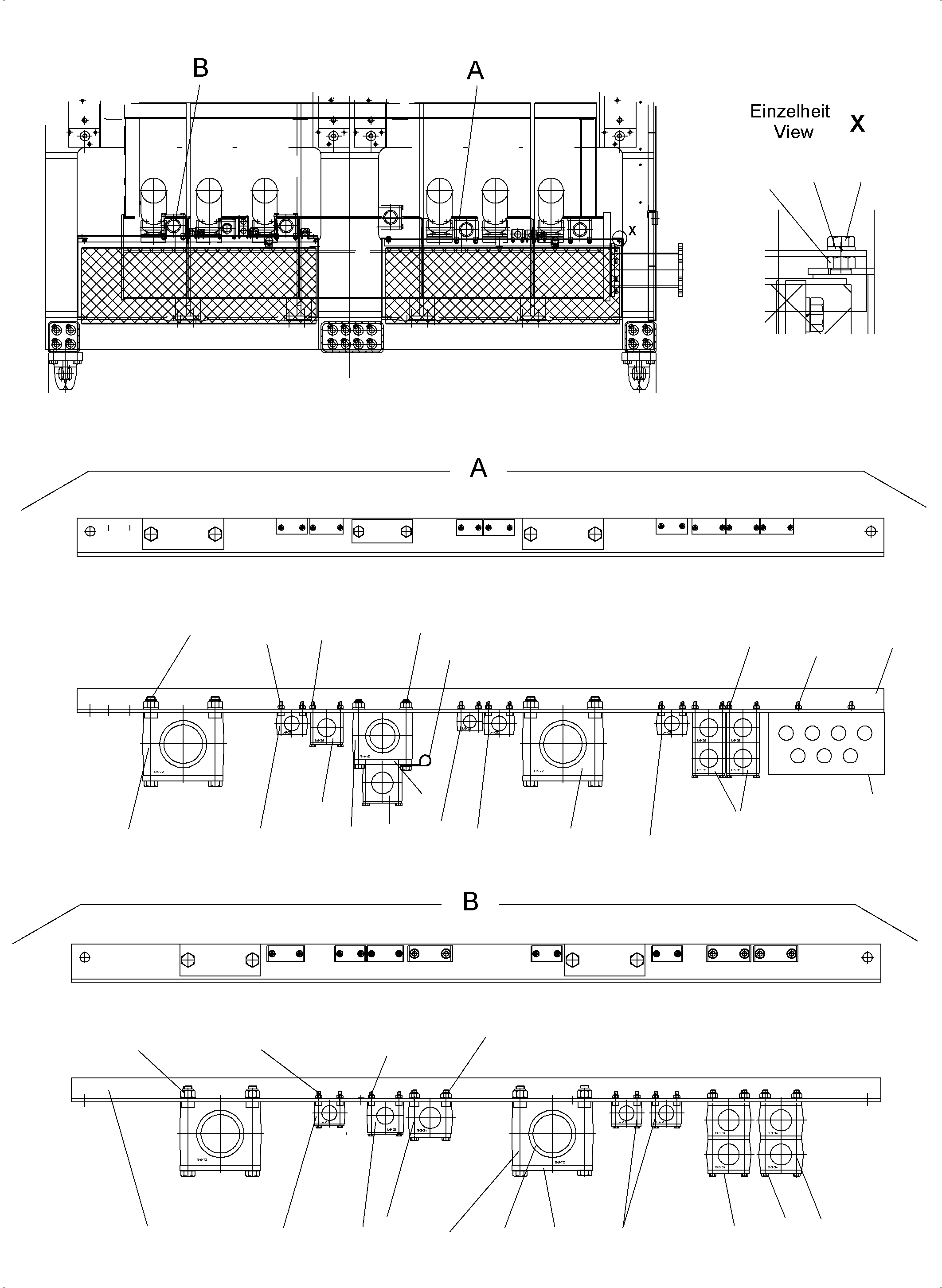 Komatsu parts book diagram for PC5500-6 S/N 15164: HOSE CLAMP ASSY PDG