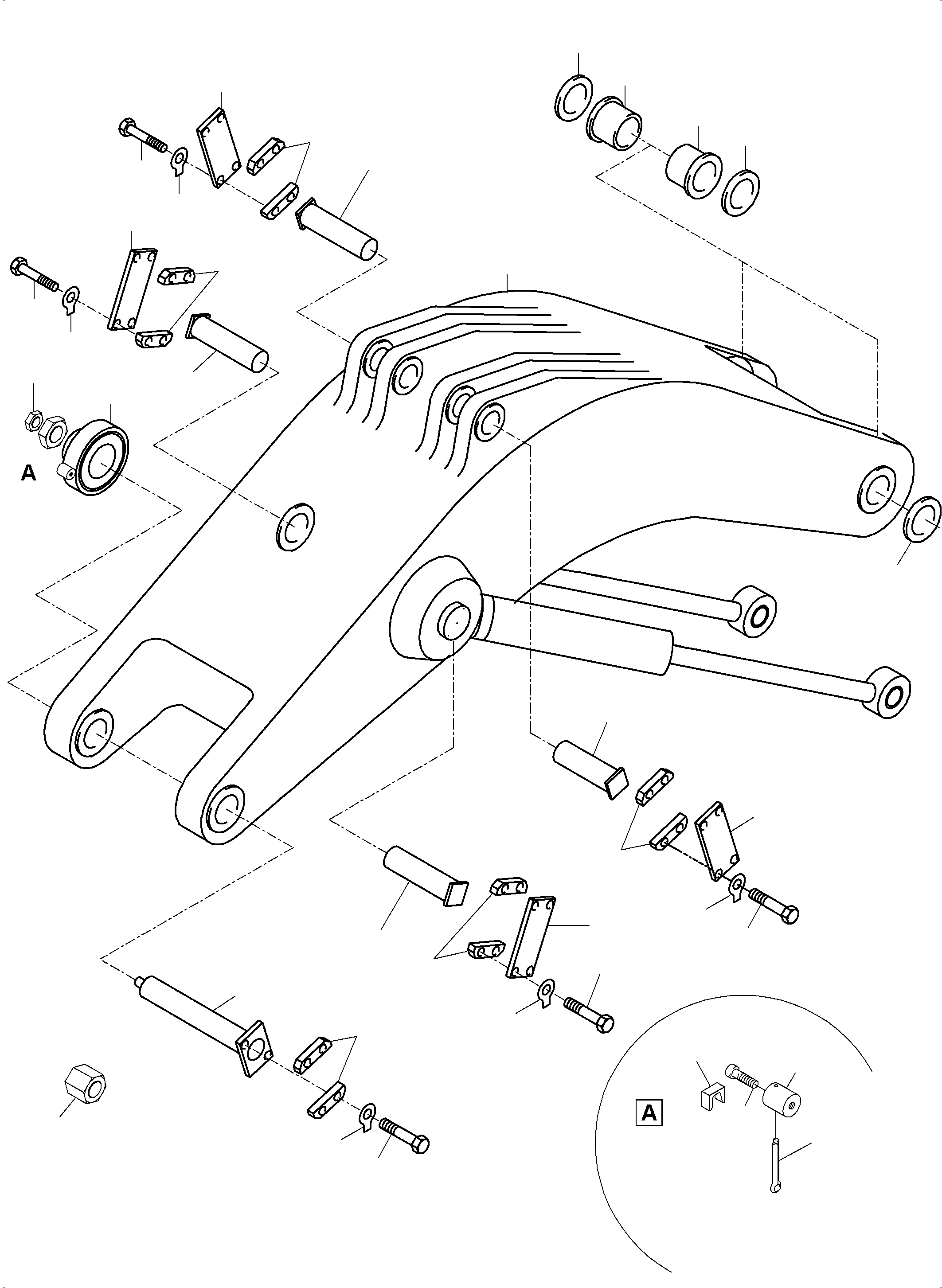 Komatsu parts book diagram for PC5500-6 S/N 15164: BACKHOE  BOOM 11M
