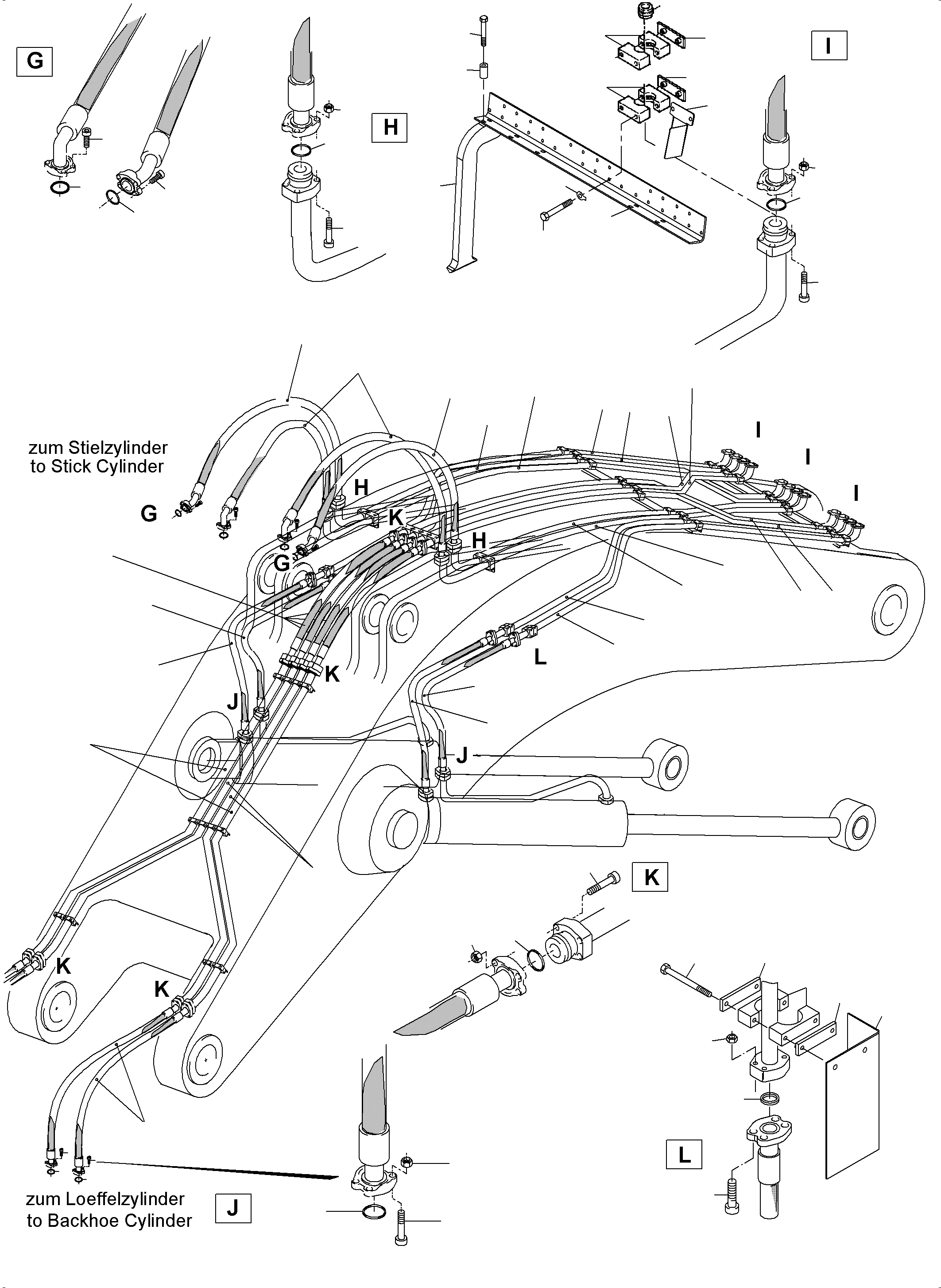 Komatsu parts book diagram for PC5500-6 S/N 15164: BACKHOE  BOOM 11M